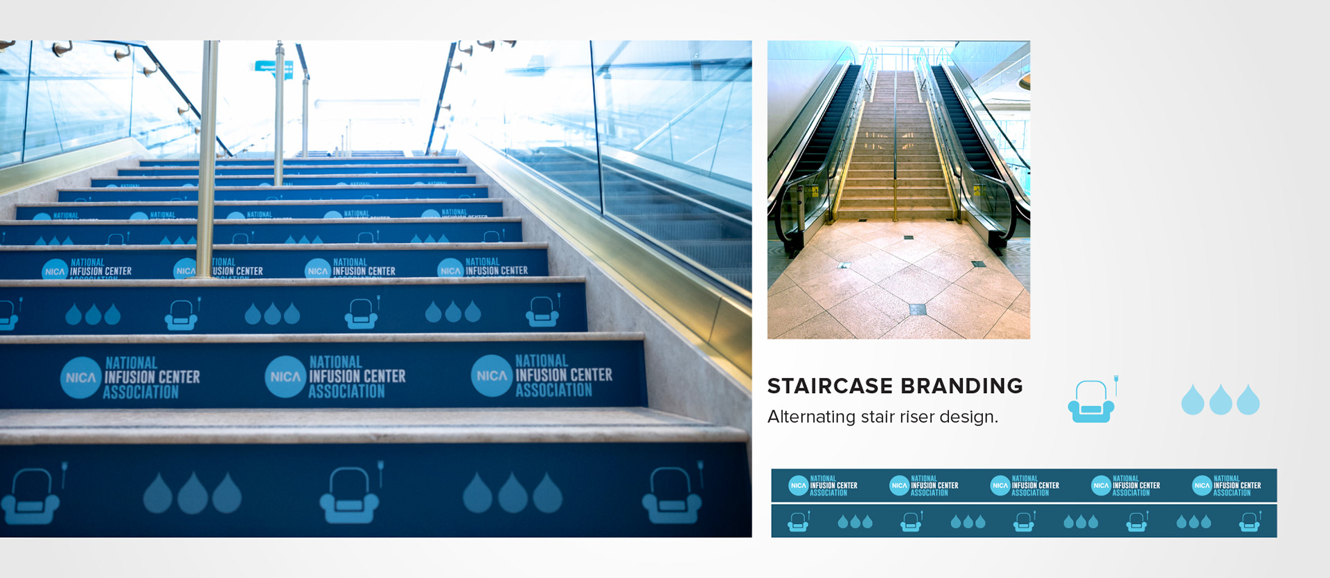 Lobby branding design with vintage Vegas motifs and #NICA2024 identity