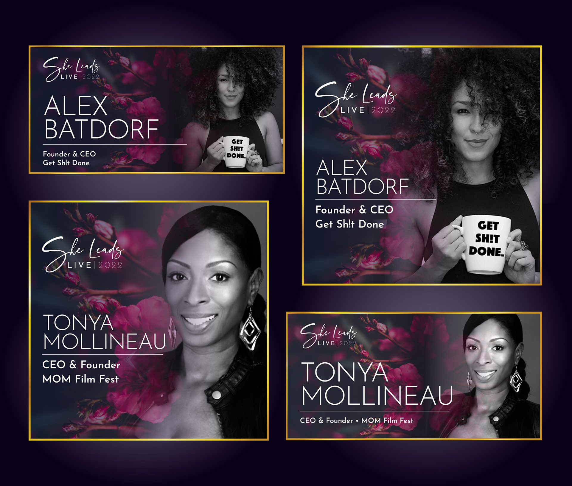 Instagram graphic promoting She Leads LIVE 2022 speaker, designed to align with event branding and visual identity