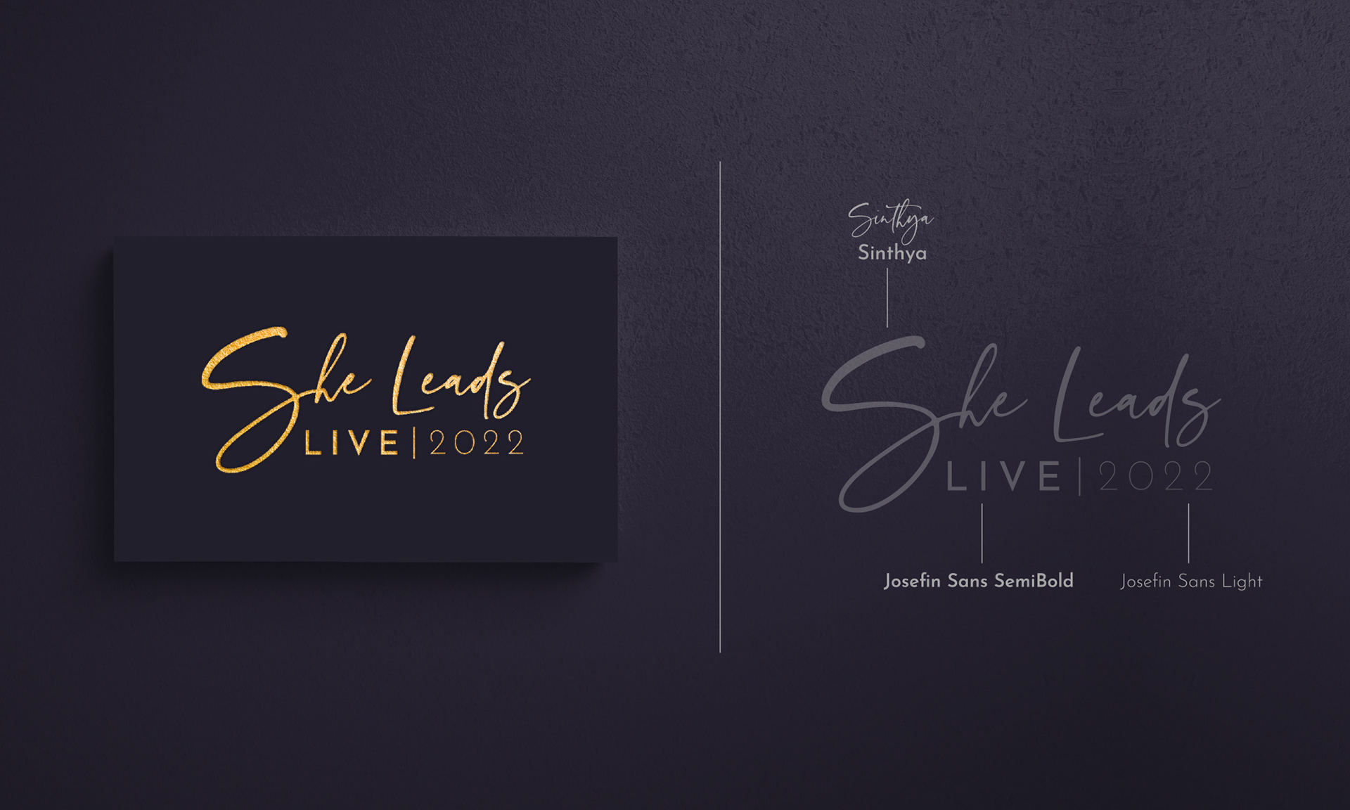 Primary logo for She Leads LIVE 2022 featuring bold typography and empowering color palette, designed by LMI+D
