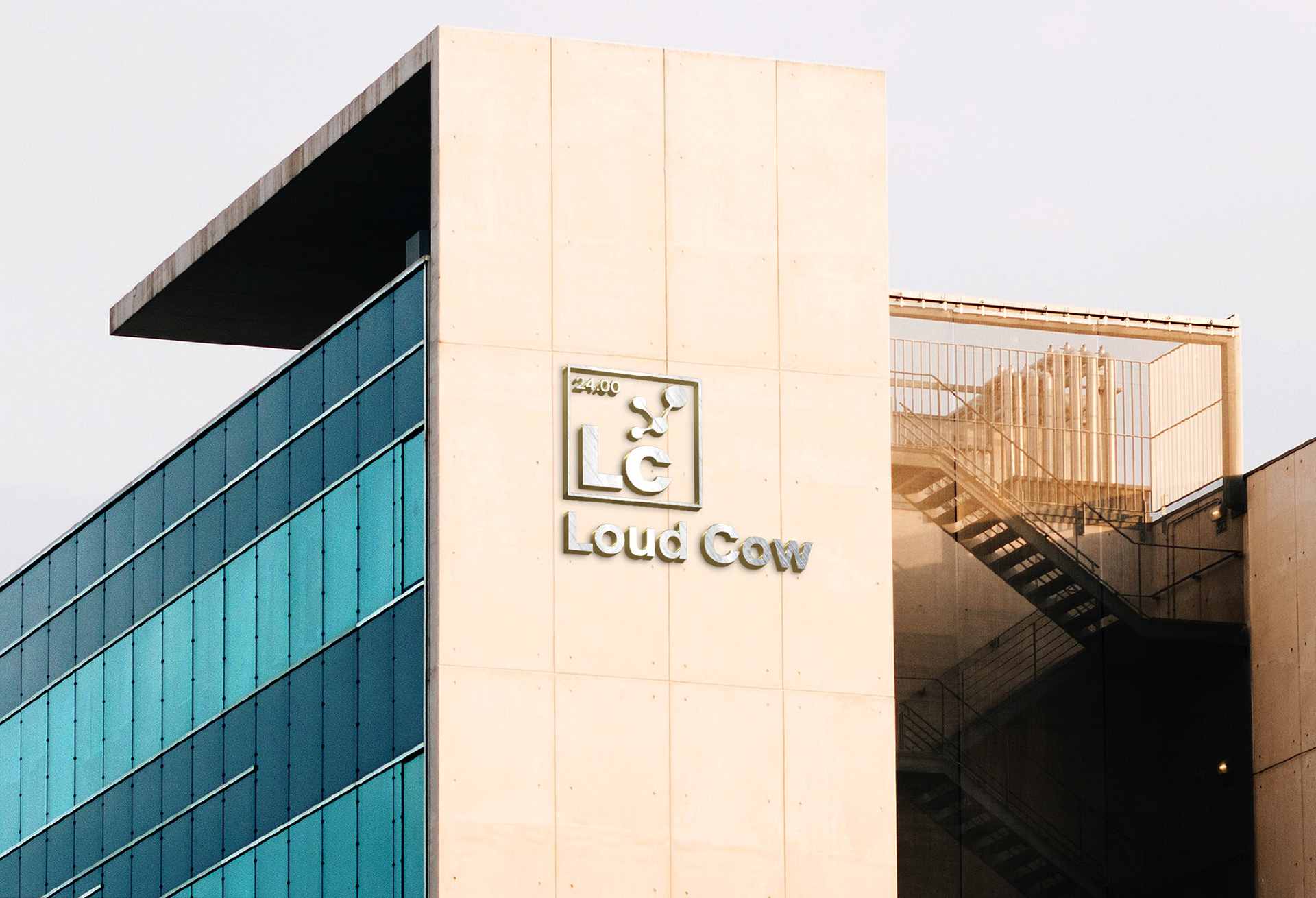 Versatile logo design system for Loud Cow Strategy Group in full color and monochrome
