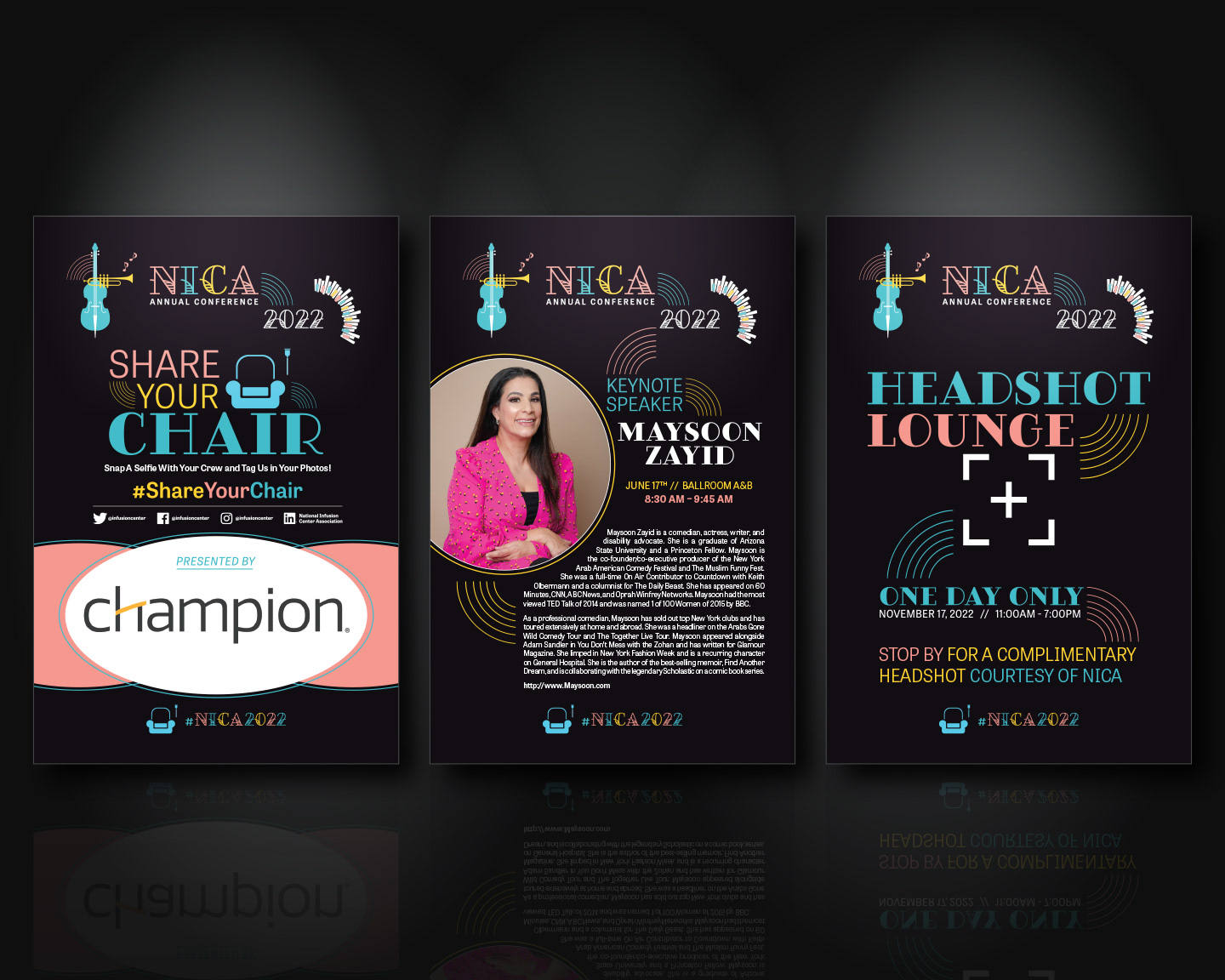 Jazz-themed conference posters designed for NICA 2022