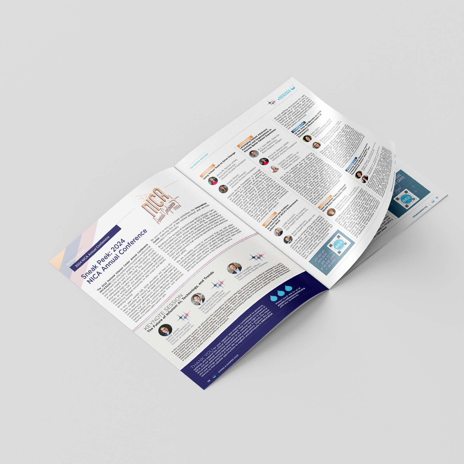 Typography samples and blue, yellow, and neutral color swatches used in the Infusion Advocate newsletter design.