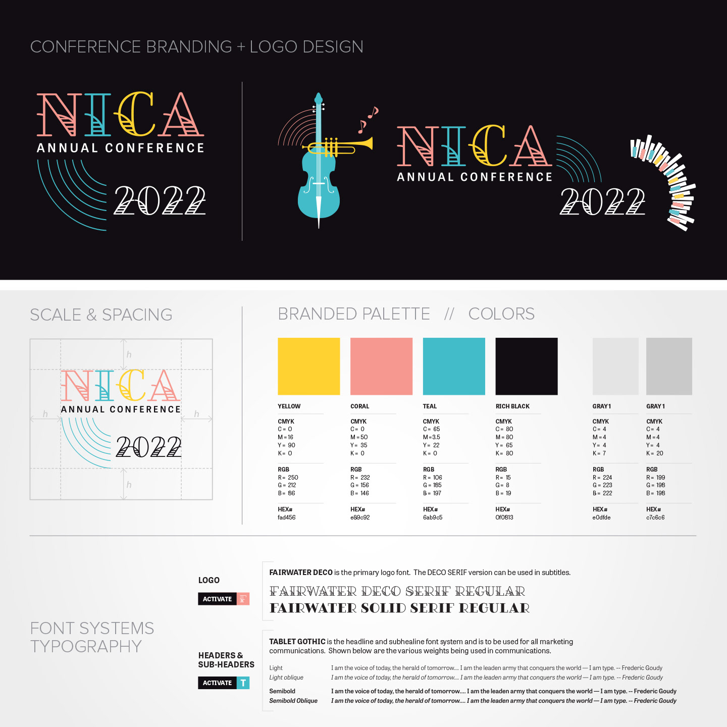 Jazz-themed logo design for NICA 2022 inspired by New Orleans architecture