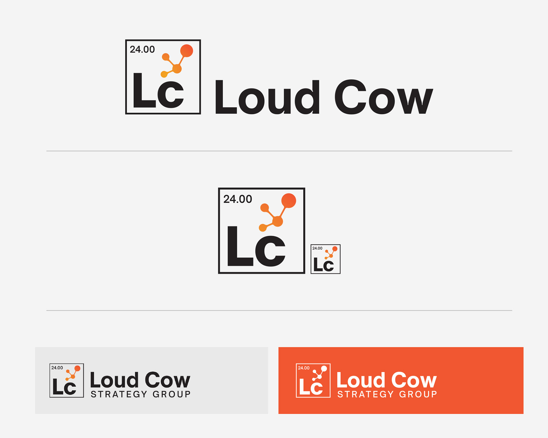 Bold logo for healthcare consultancy inspired by atomic structure and periodic table