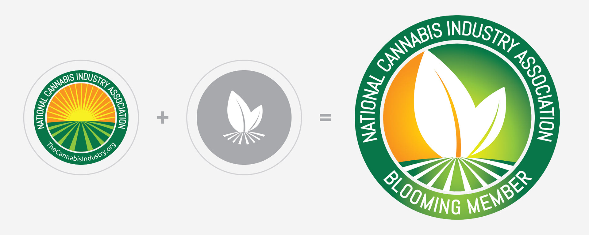 Blooming membership logo design illustrating a cannabis plant in full flower to represent peak involvement and professional development.
