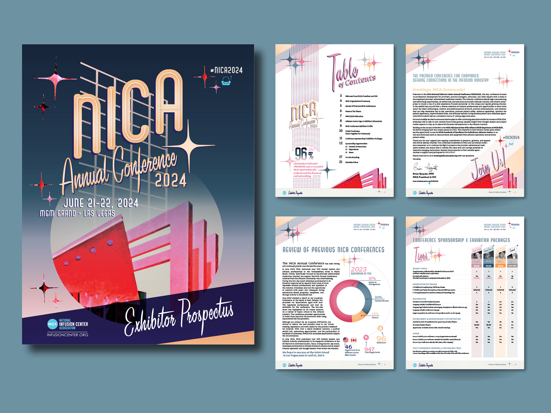 ponsor prospectus design for NICA 2024 featuring event branding and data highlights