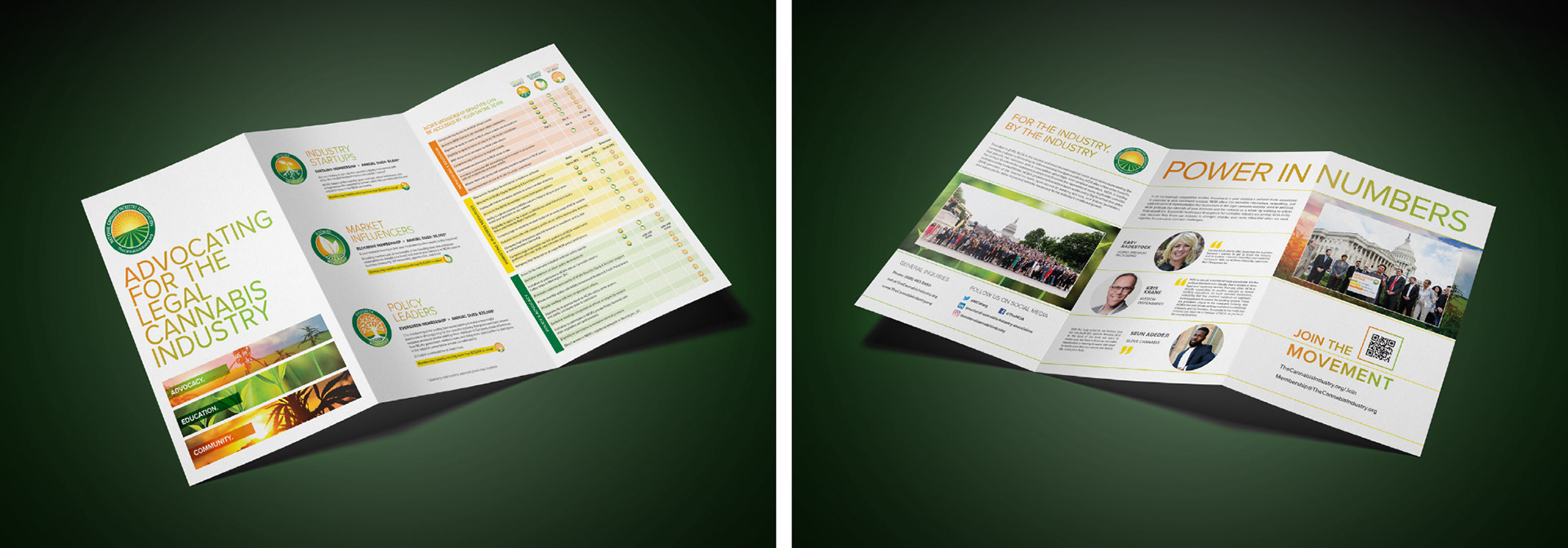 Branded Z-Fold brochure showcasing NCIA membership benefits in a dynamic pullout format.