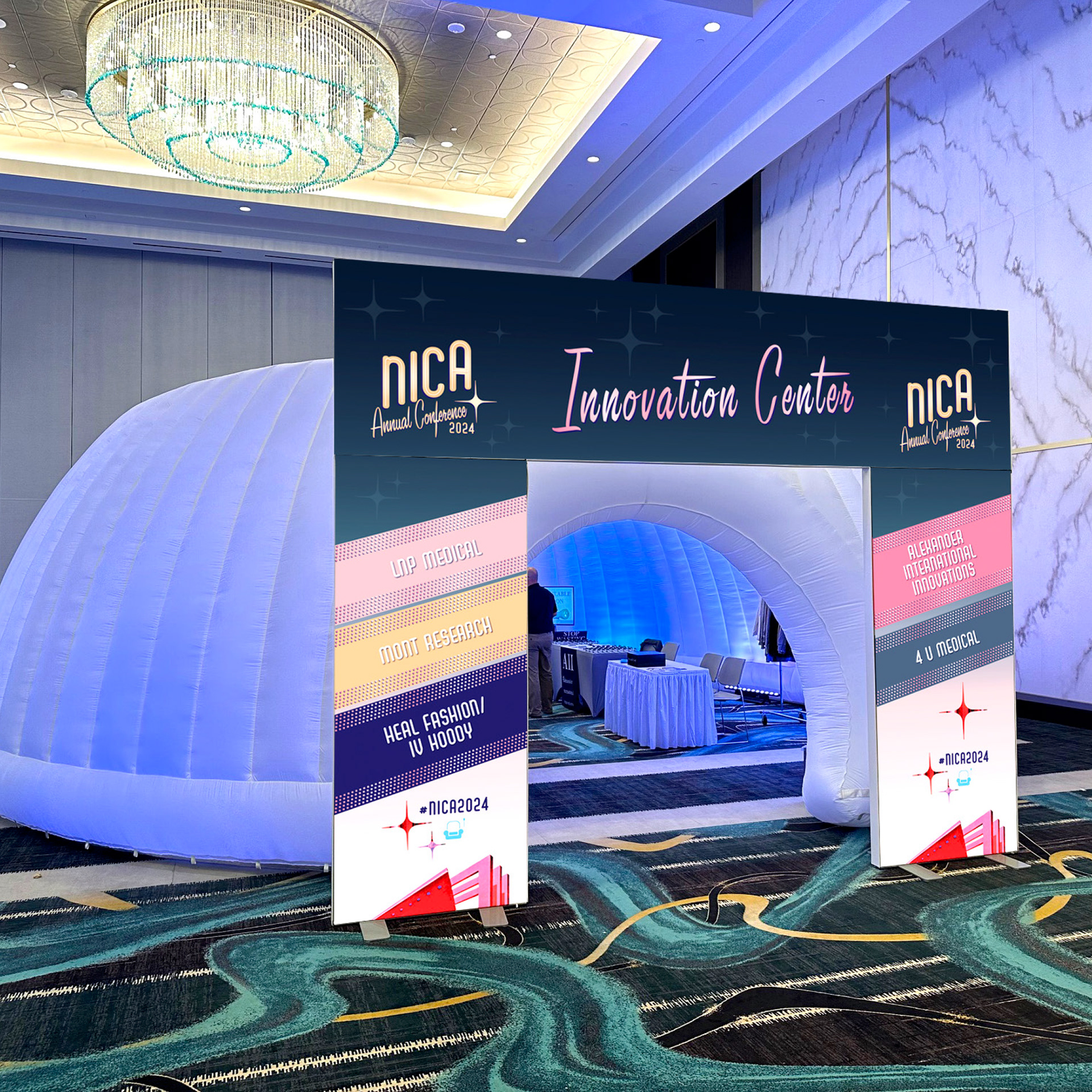 NICA 2024 Innovation Center entrance branding and experiential environmental graphics