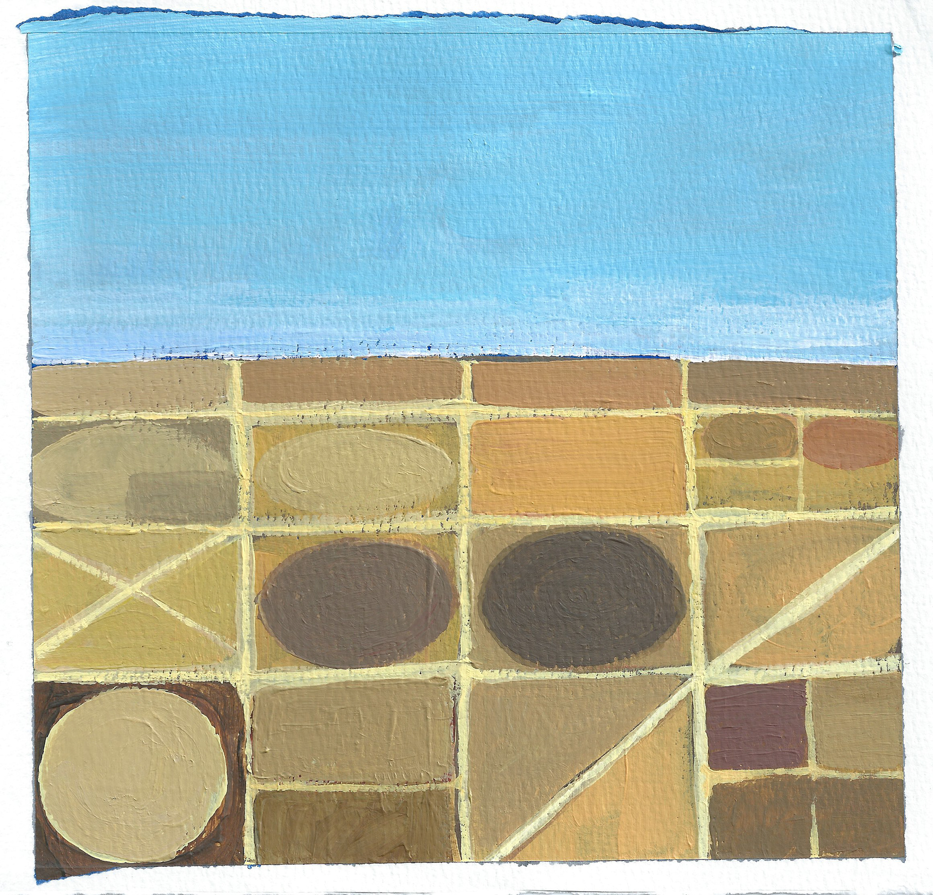 "Looking South" (Acrylic on Paper) 6.5" x 7"