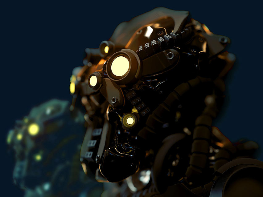 Mech Head Design (Zbrush, Marmoset)