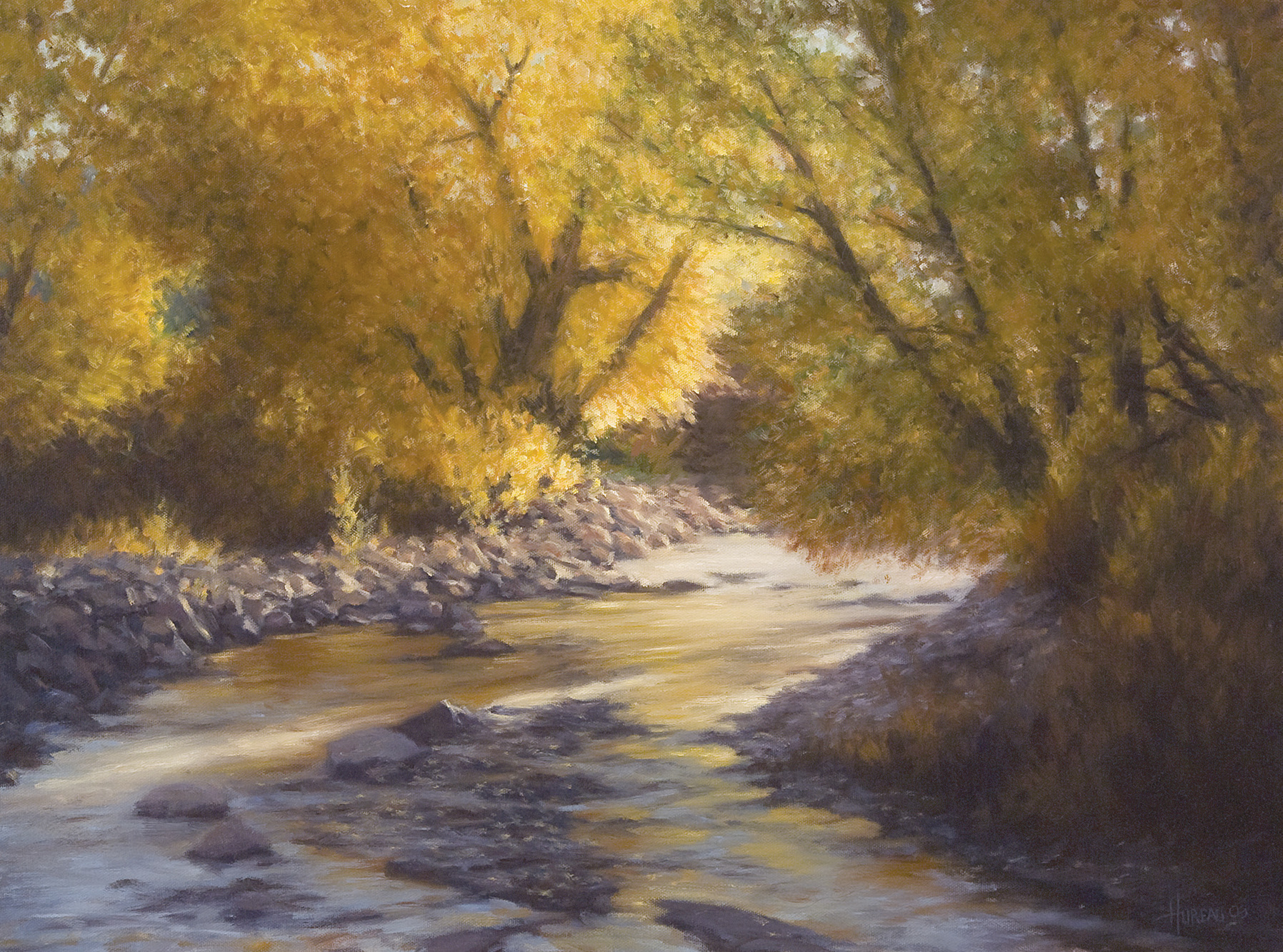 Liquid Gold and Purple Shadows (Sold) • 18" x 24"