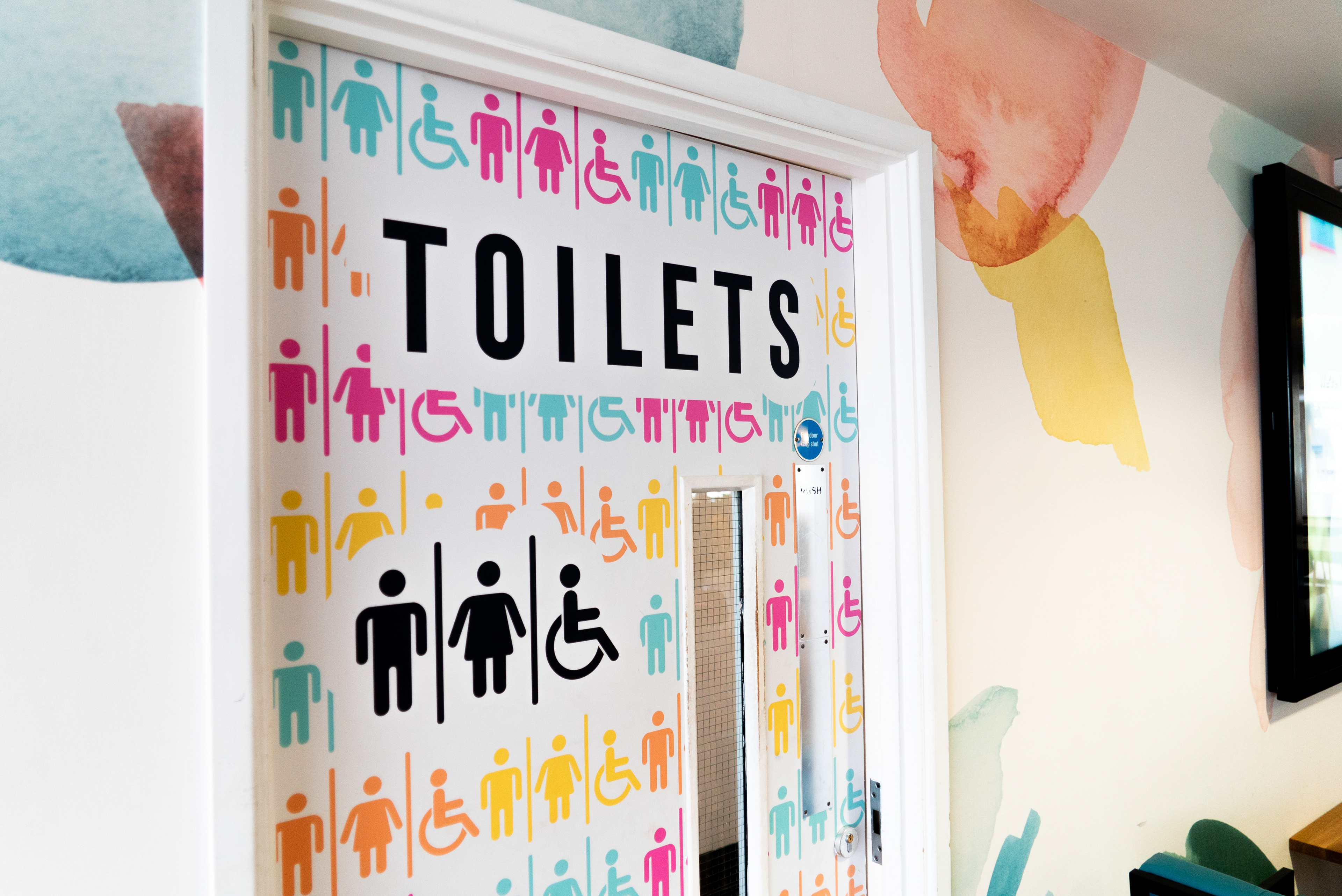 Toilet door vinyl in Students' Union main area