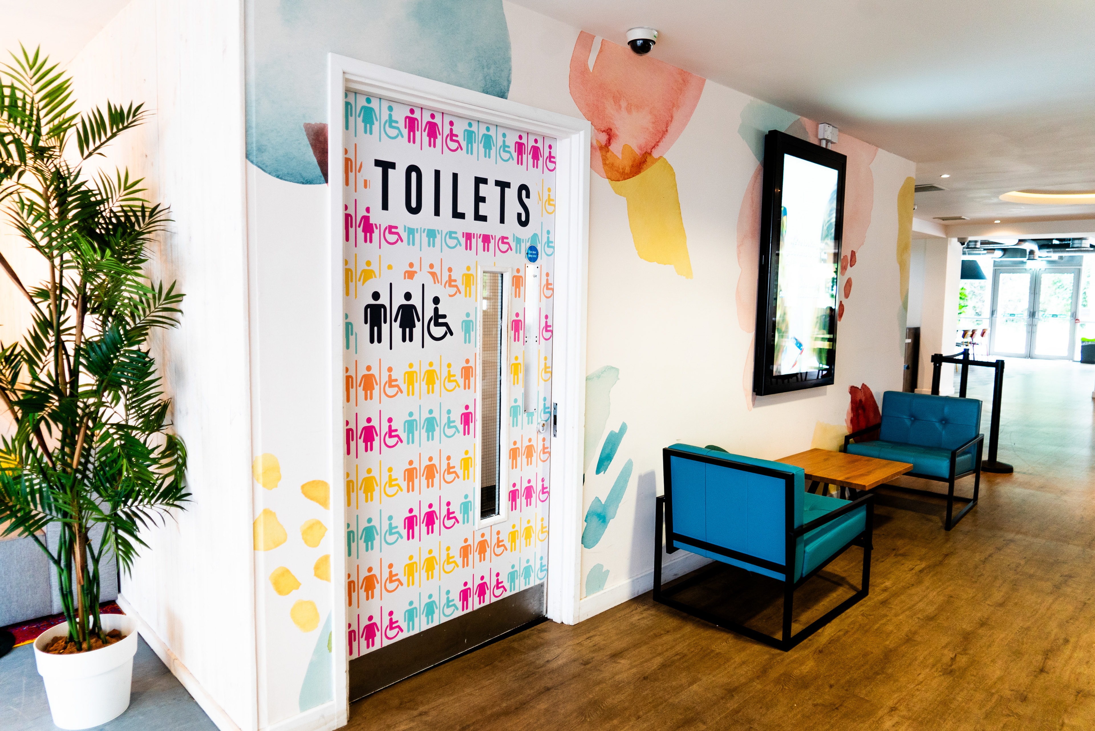 Toilet door vinyl in Students' Union main area