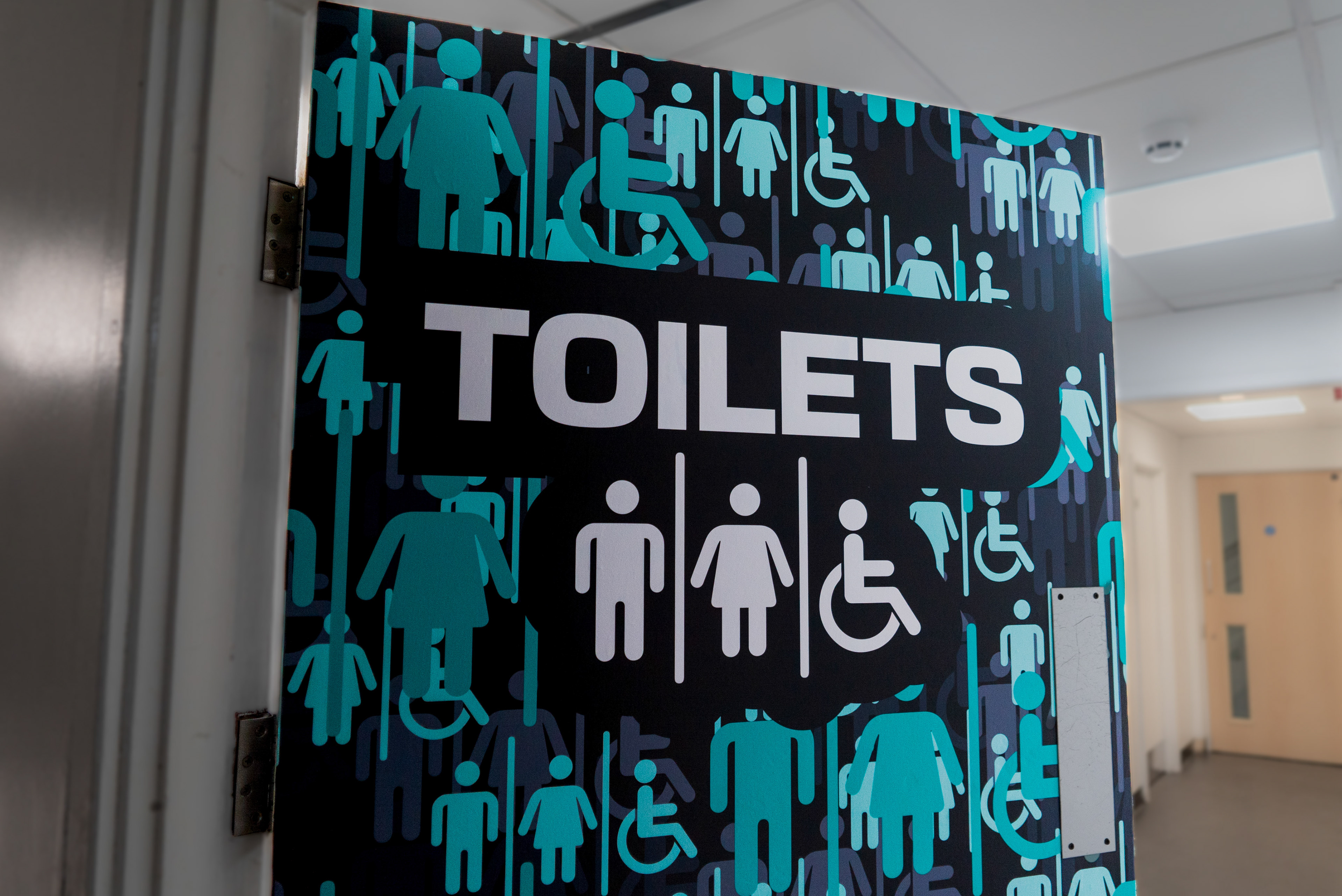 Toilet door vinyl in Students' Union night club