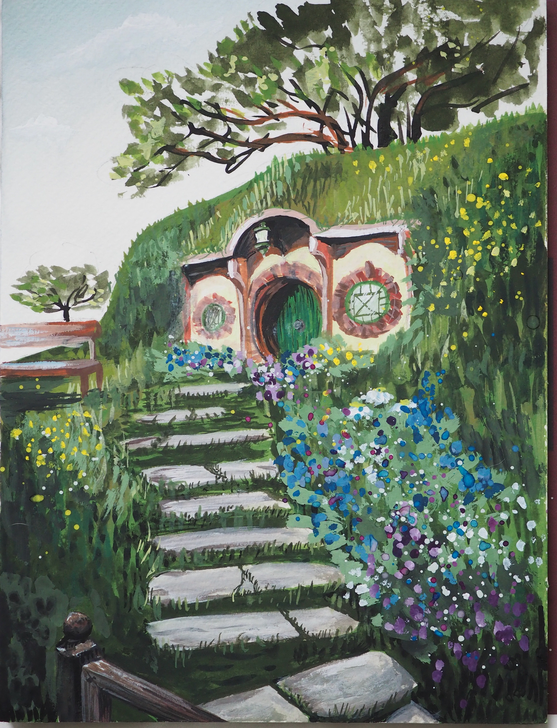 "Hobbit hole" - gouache