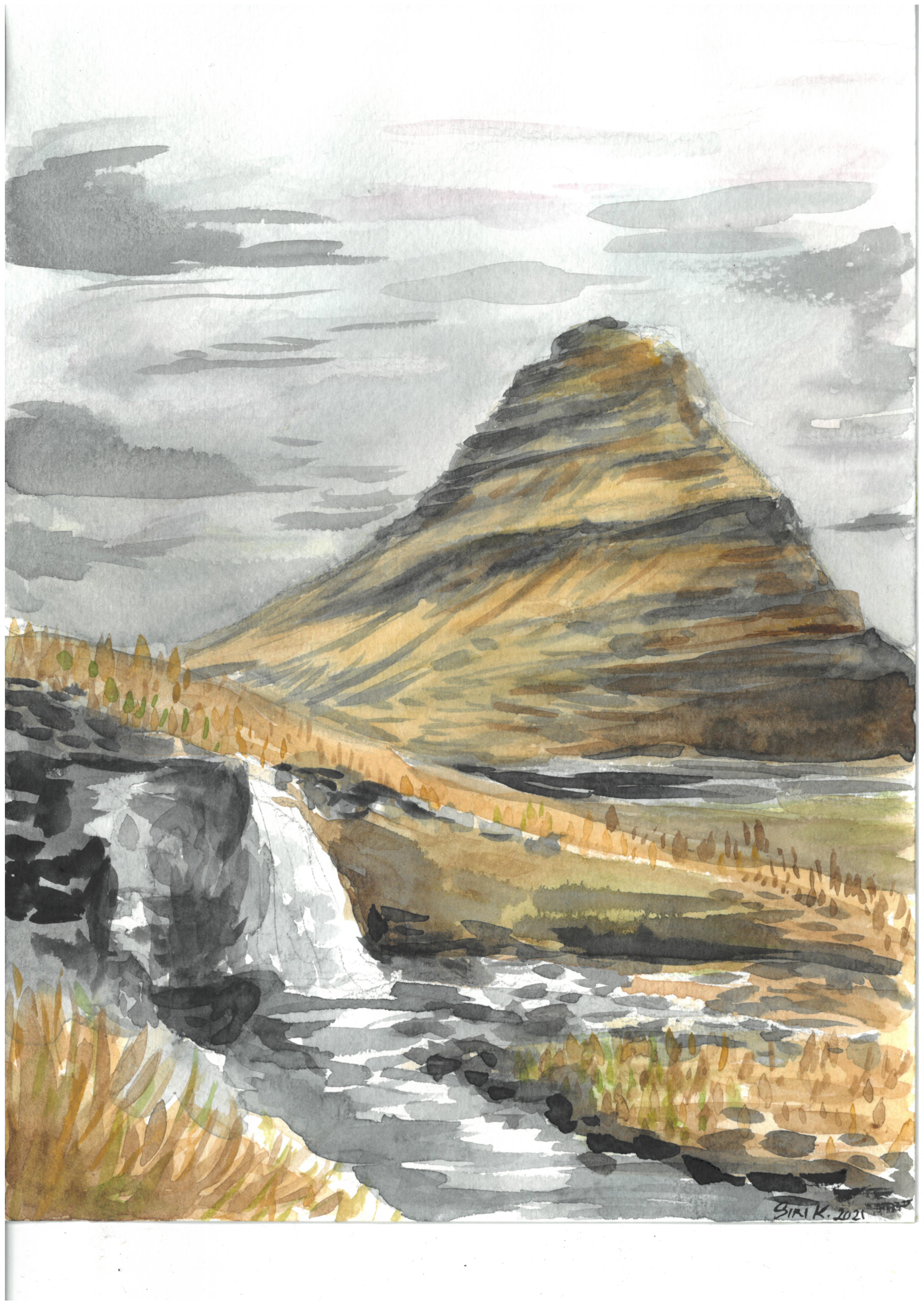 "Kirkjufell" - Watercolour