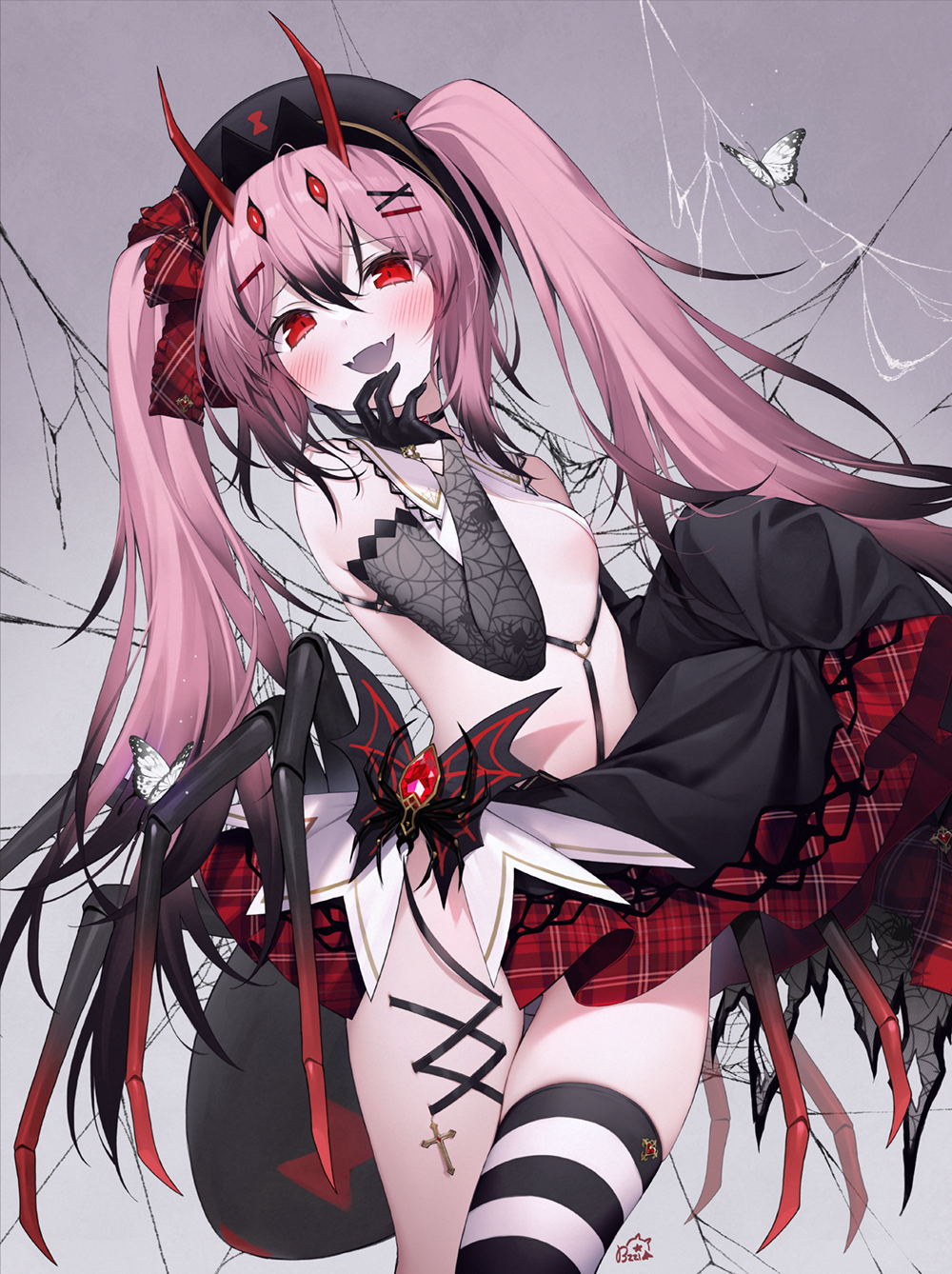 【S6号/一点物イラストアート】花の蜜を吸う戦闘力（女子力）高め女 ZZI.NET - ORIGINAL