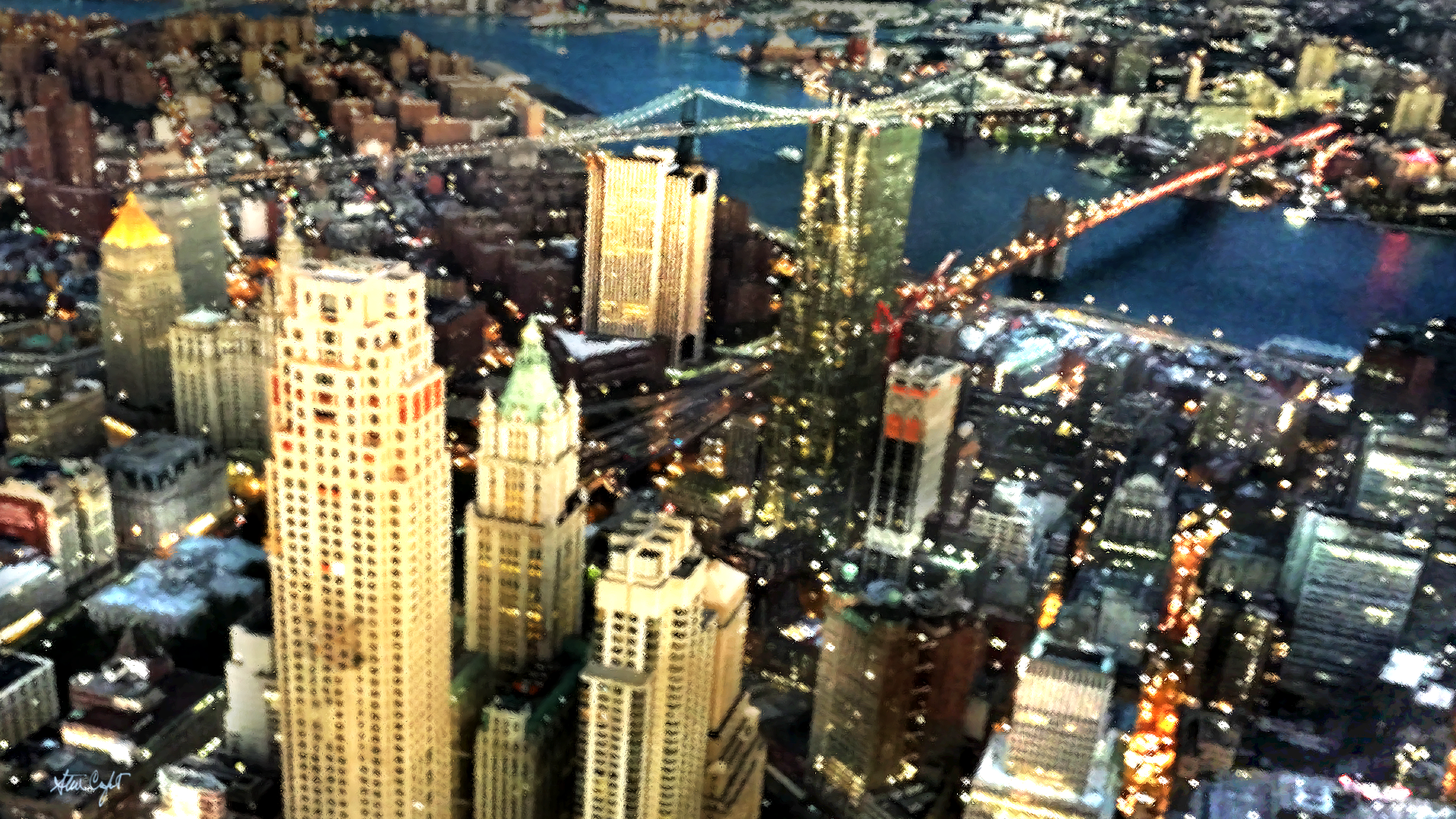 Digitally composited photograph taken from One World Trade