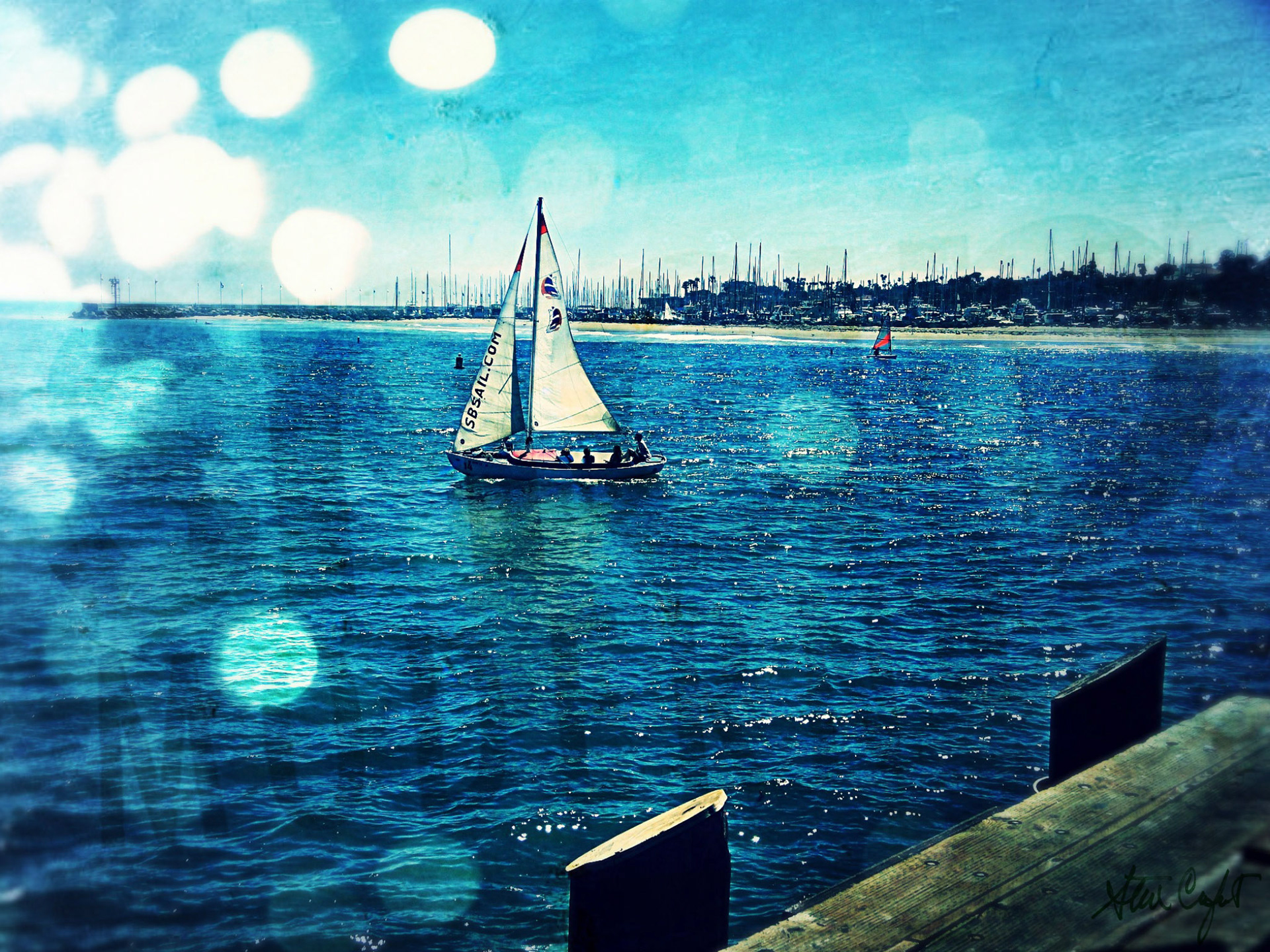 sailing by the dock of the (santa barbara) bay