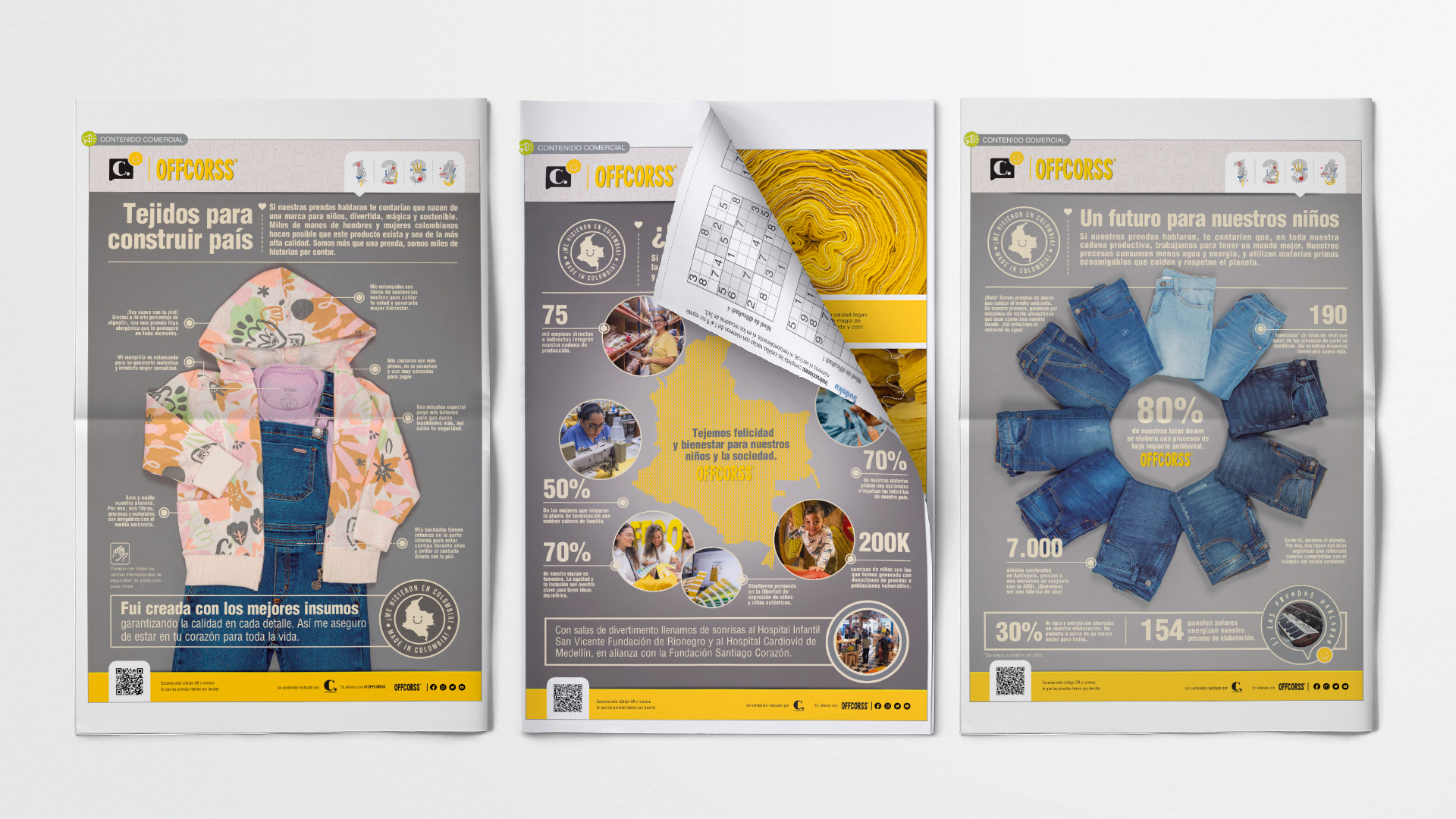 Graphic chronicles for Offcorss, Colombian children's clothing brand. El Colombiano.