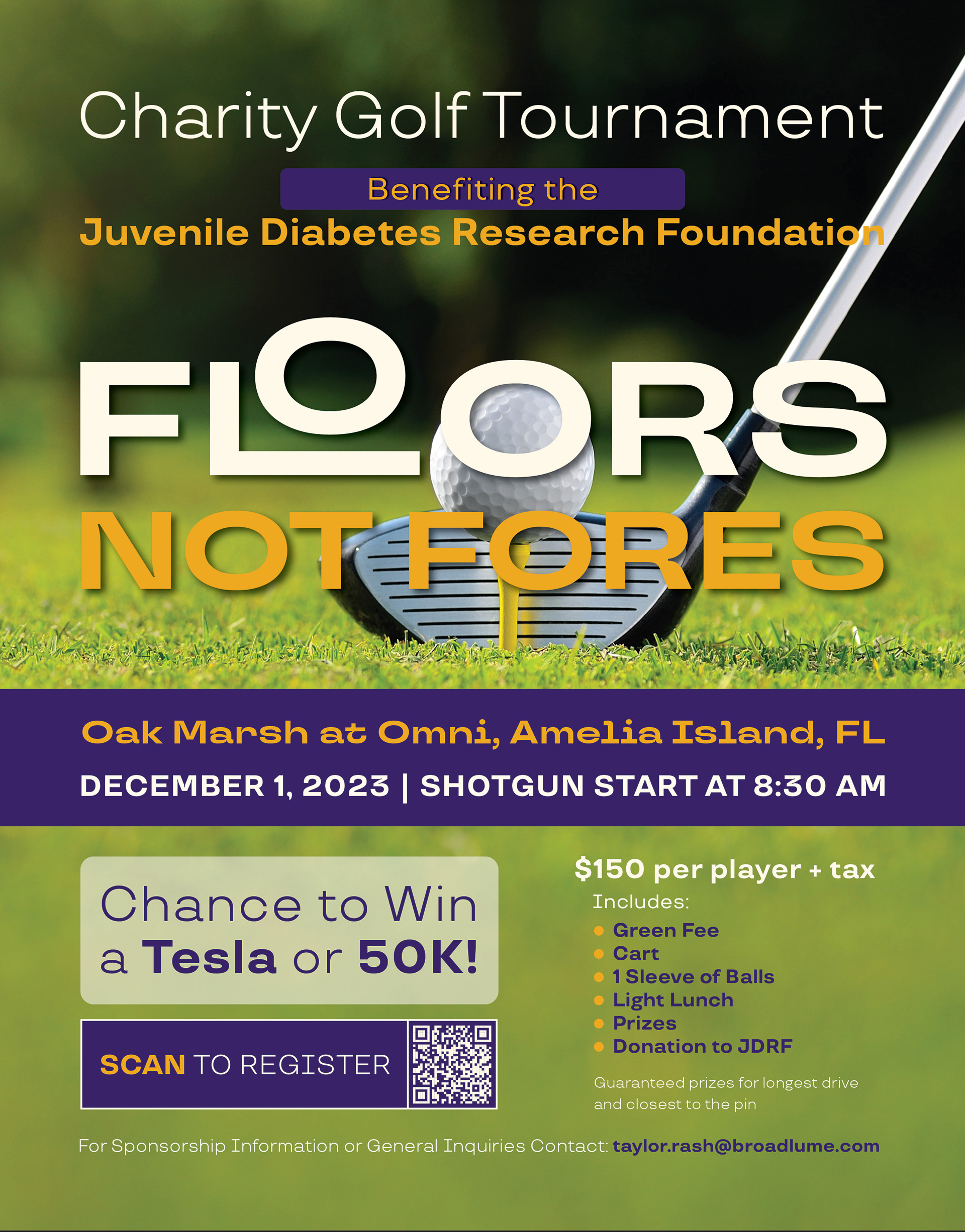Flyer announcing a Charity Golf Tournament following a large company conference