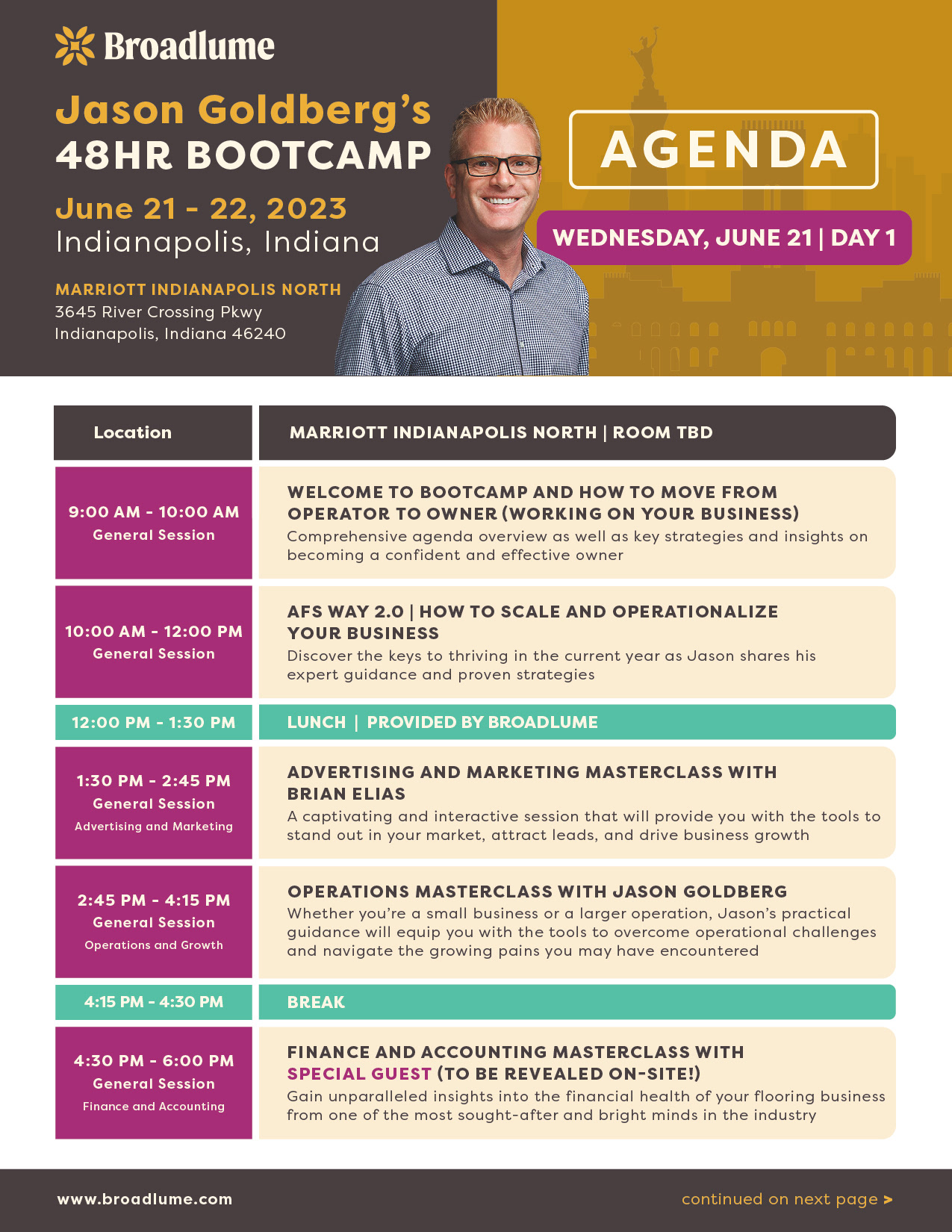Agenda flyer for the 48 hr bootcamp