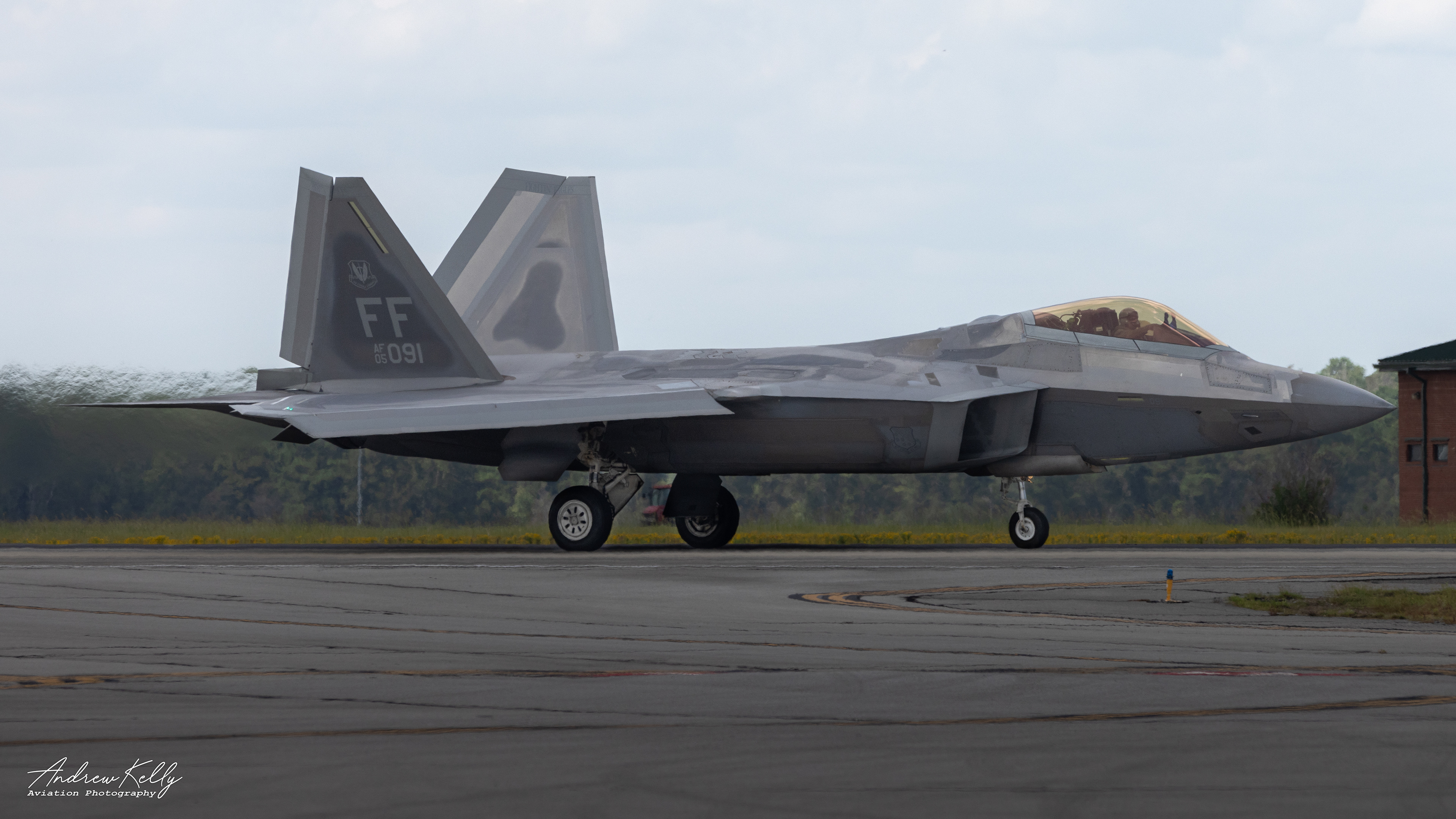 William Tell F-22 Raptor slowing down on the runway at Savannah Hilton-Head International Airport