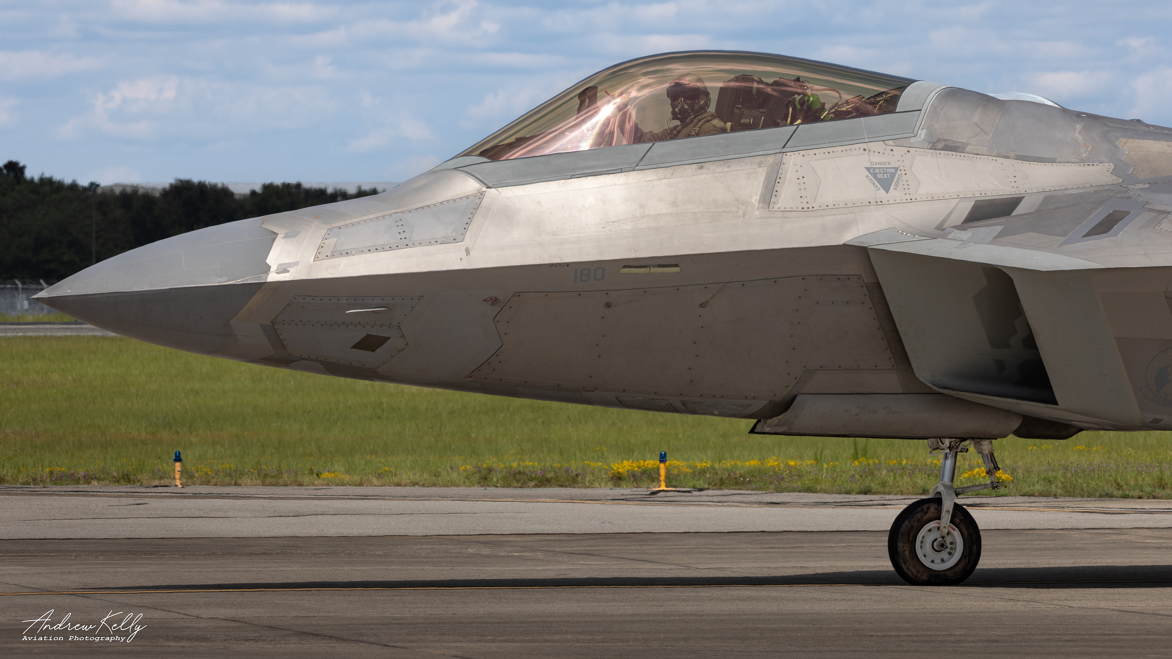 F-22 Raptor taxies out of the Air Dominance Center's ramp at William Tell 2023