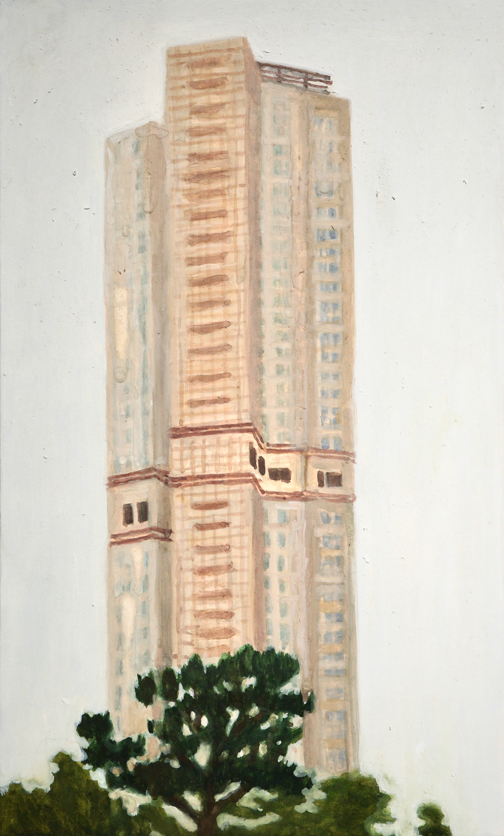 절벽지형_송도신도시, 21x35cm, 종이에 과슈, 2023