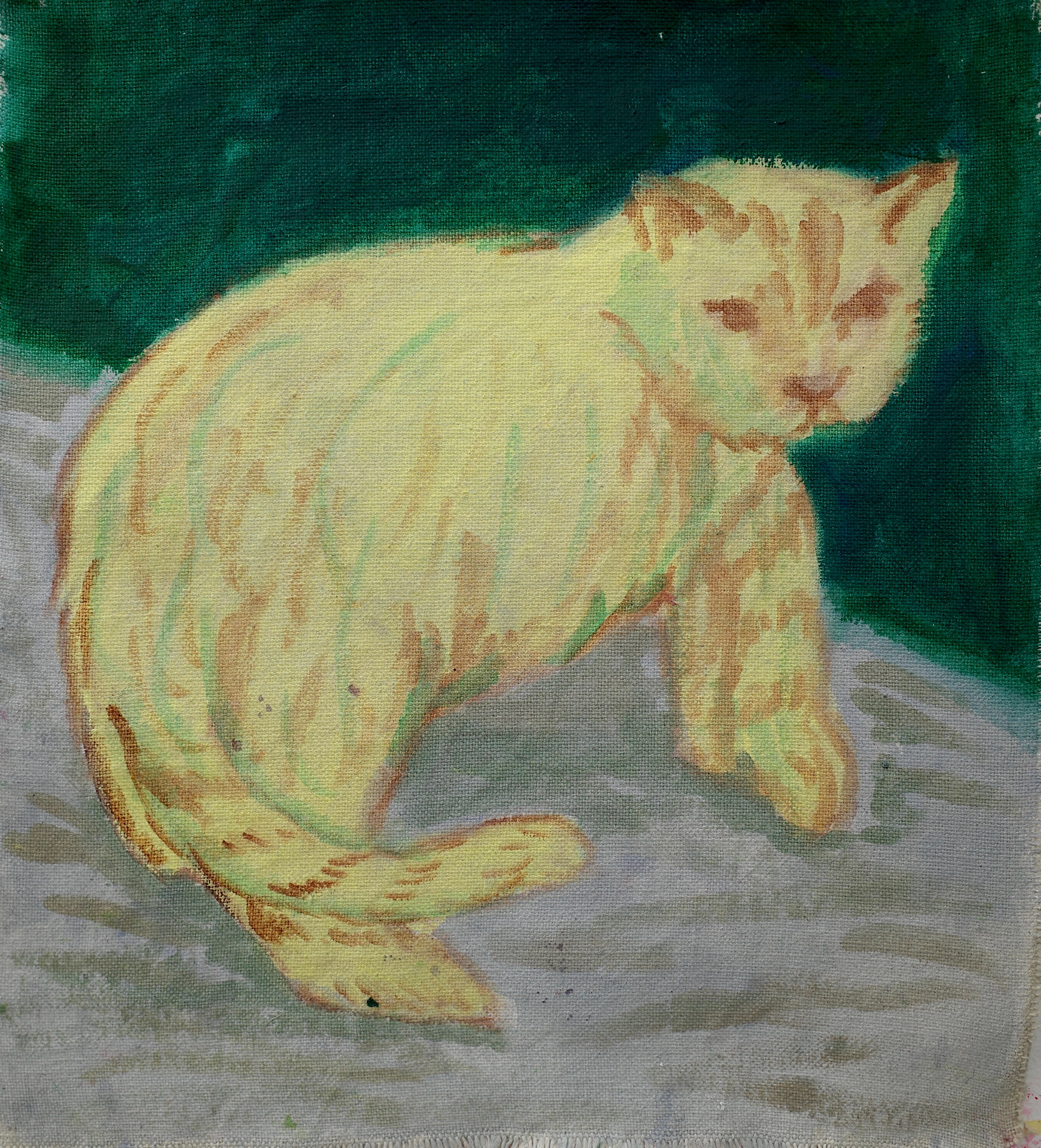고양이 (Cat), 28 x 33cm, Acrylic on Fabric, 2021