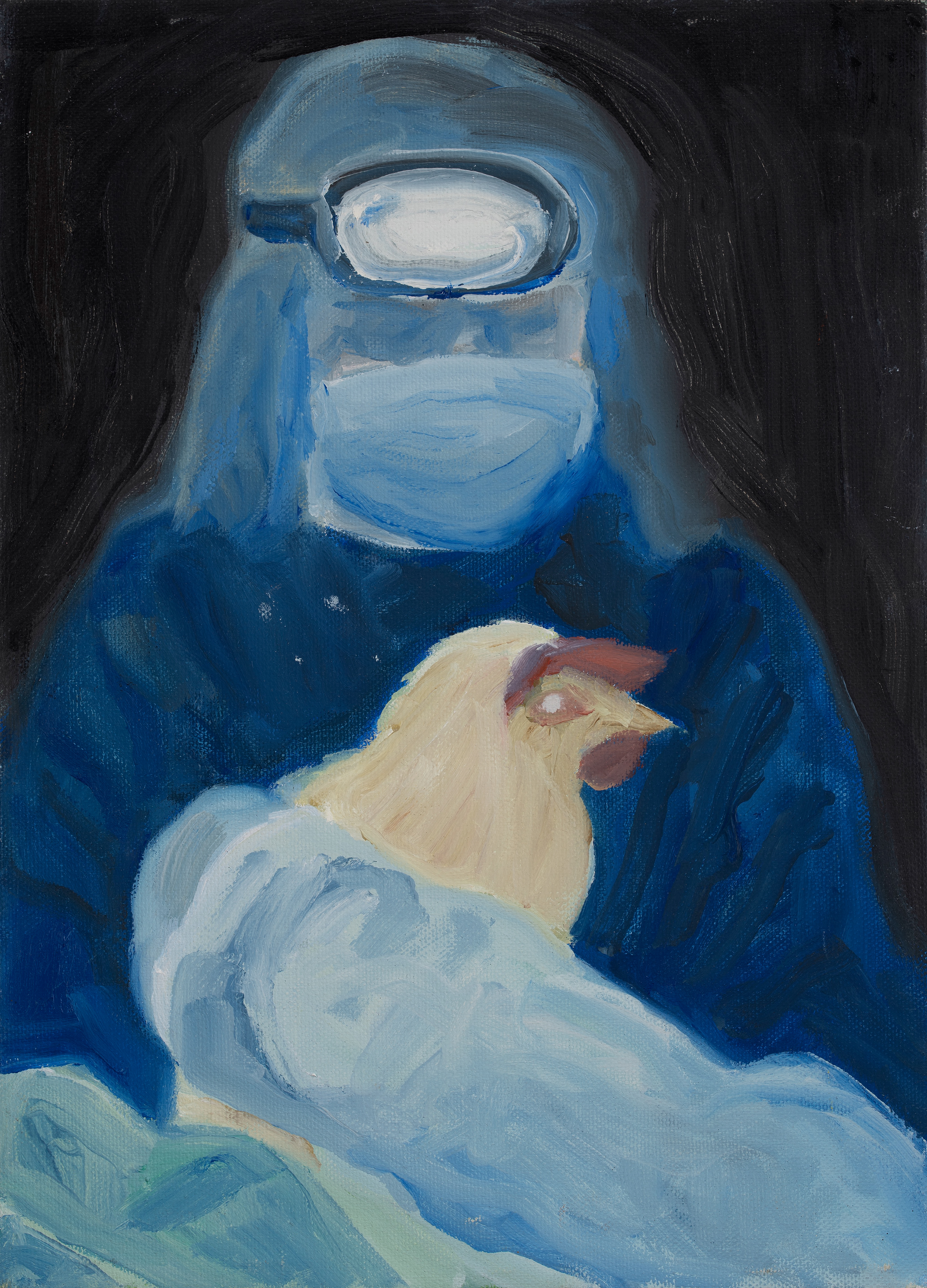 공개구조_닭(Open Rescue_Chicken), 33.4 x 21.2cm, Oil on Canvas, 2021