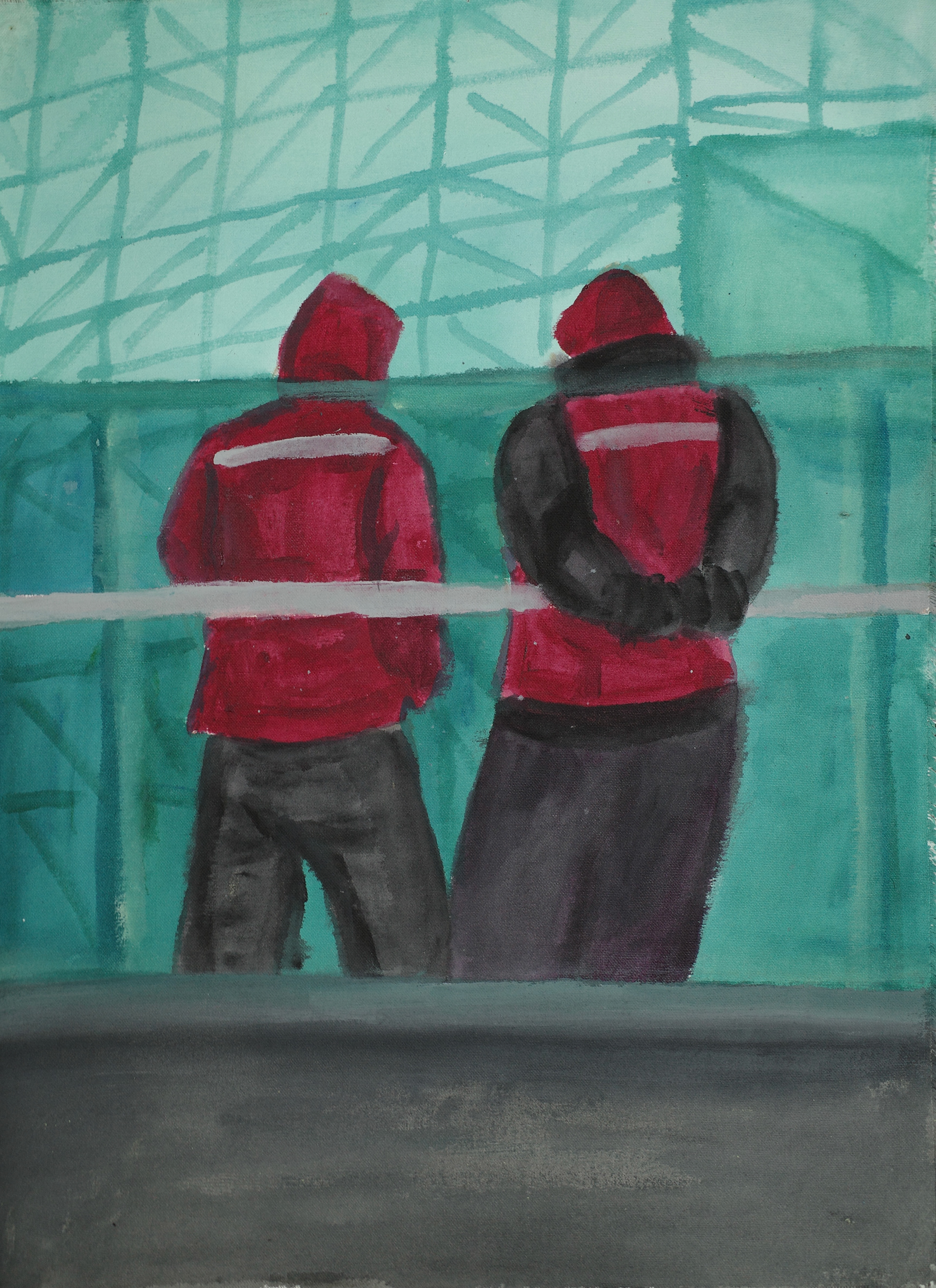 시청 앞_1 (In front of the city hall_1), 50 x 35cm, Acrylic on Fabric, 2021