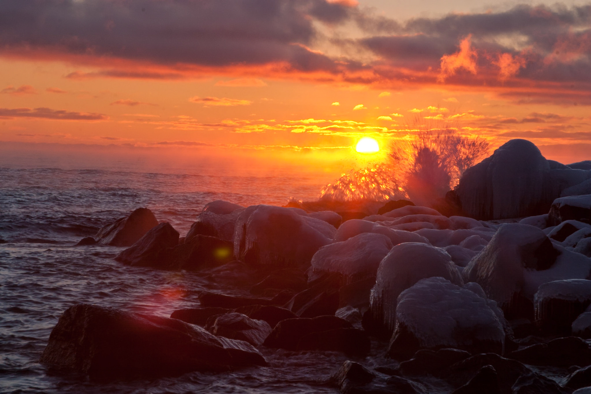The rolling waves of Lake Superior lap at the ice covered rocks on this cold December morning. O LORD, our Lord, how majestic is your name in all the earth! You have set your glory above the heavens (Psalm 8)