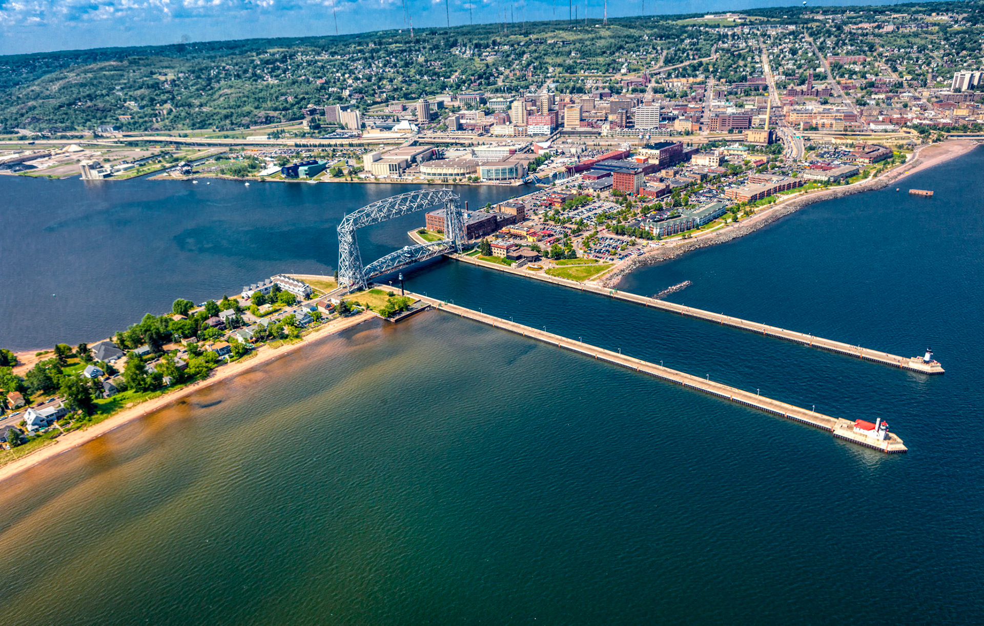 August 8—Birds-Eye View of Duluth—Duluth, Minnesota, is located on the far western tip of Lake Superior. The "Zenith City" combines parks, lakeshore, wildlife, and weather to make a great city.God has blessed this region with abundant natural resources, which we can enjoy every day. He gives us glory for His creation in this part of the world.For from him and through him and for him are all things.To him be the glory forever! Amen. Romans 11:36