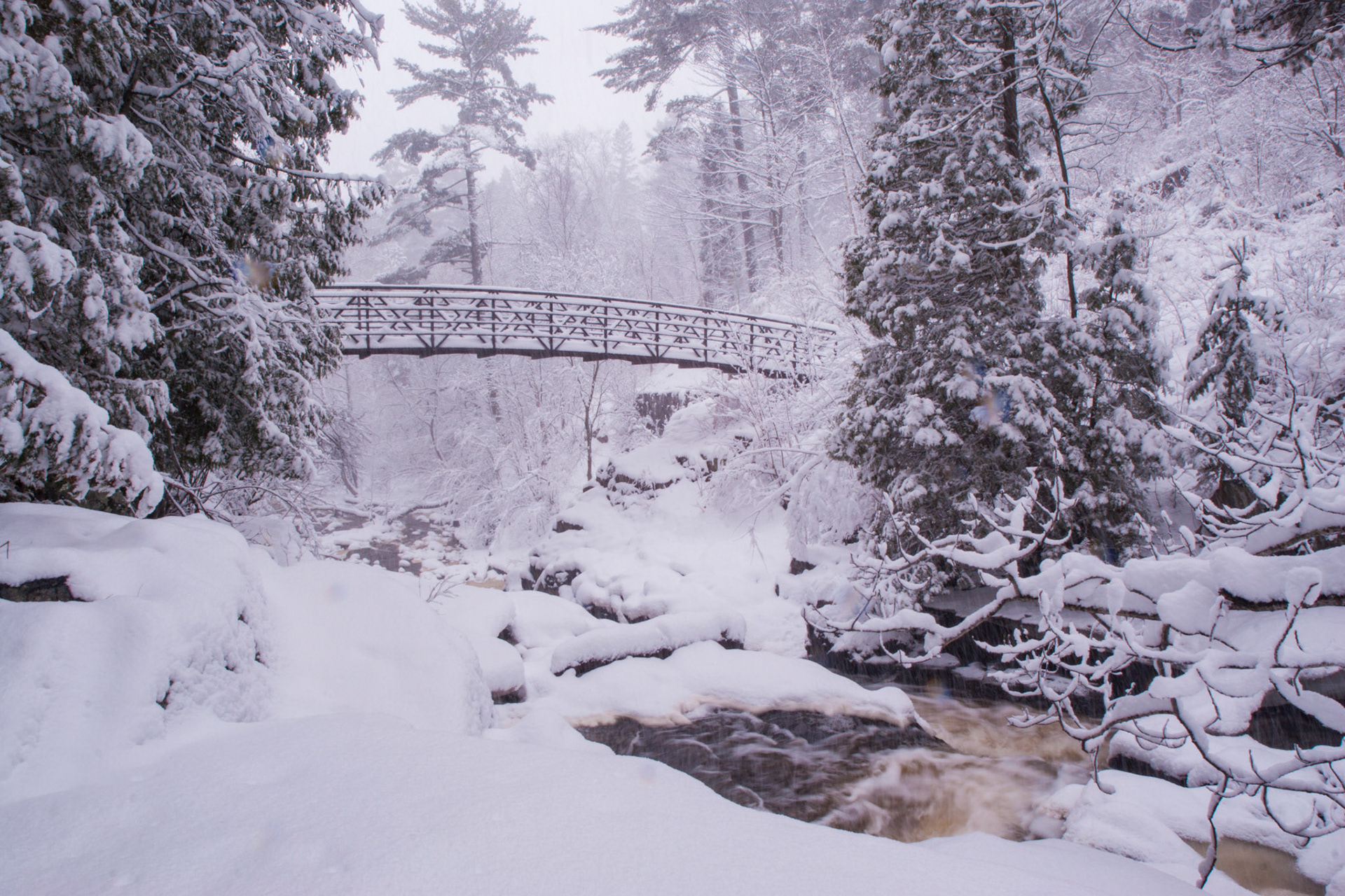 March 28 - Springtime Snow!March is a transition season in the Northland, occasionally creating winter scenes as a reminder not to plant your garden yet.Heavy snow blankets Chester Creek in Duluth in this scene, still in the middle of spring runoff.While the snow will be short-lived, its life-giving water is a welcome provision for the upcoming seasons."For as the rain and the snow come down from heaven and do not return there but water the earth, making it bring forth and sprout, giving seed to the sower and bread to the eater,..." Isaiah 55:10Sometimes, the temporary difficulties of life turn into blessings.