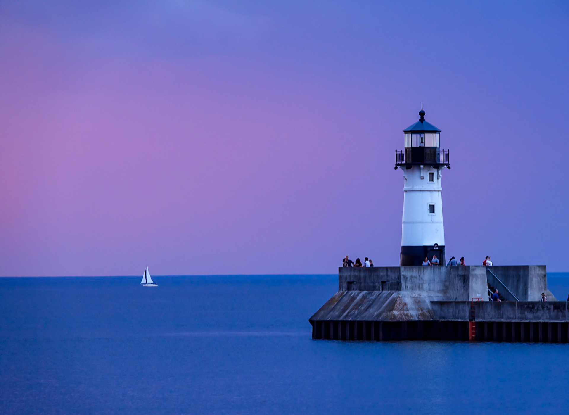 A quit evening on Lake Superior at Canal Park in Duluth.