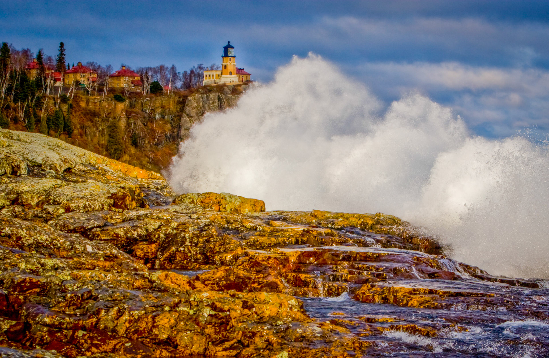 October 26 - Superior PowerA 40-knot Northeast wind pushes the icy water of Lake Superior onto the lichen-covered rocks at Split Rock Lighthouse State Park. With the incredible power of the waves slamming the beach, the rocks held fast without a shudder.The powerful waves and strong winds were a wake-up call of how big our God is and how small we are.“There is none holy like the Lord; there is none besides you; there is no rock like our God. 1 Samuel 2:2