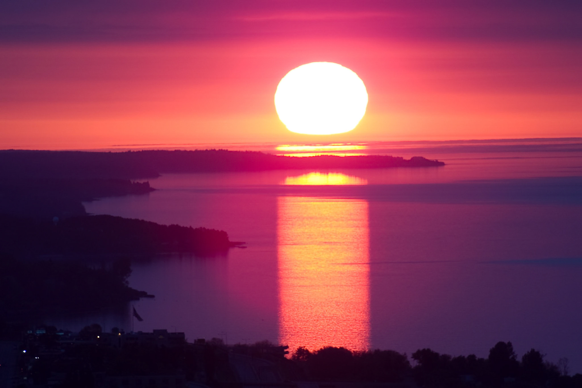 The sun rises over the North Shre of Lake Superior.