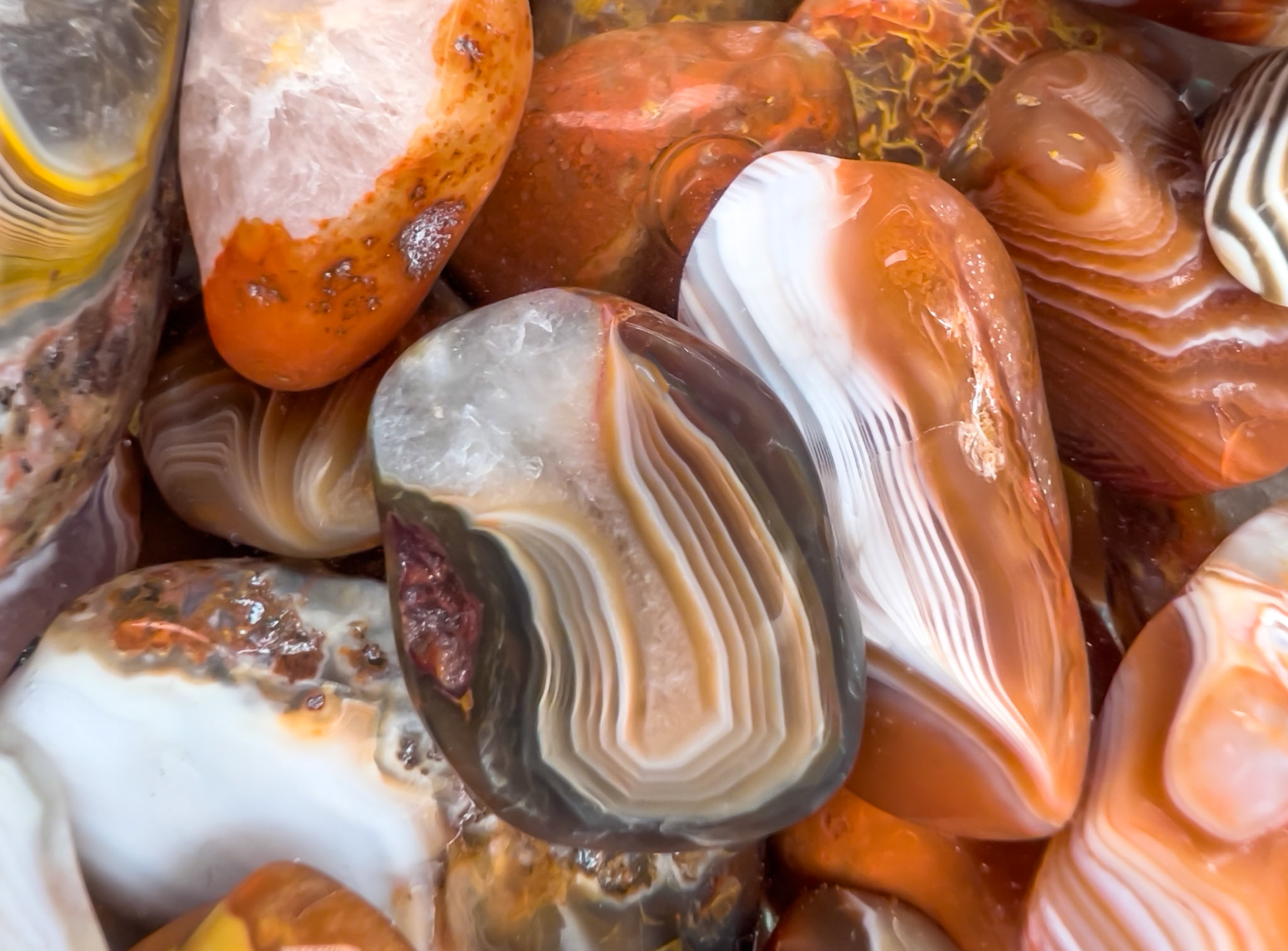 Lake Superior Agates fresh out of the tumbler after two months.