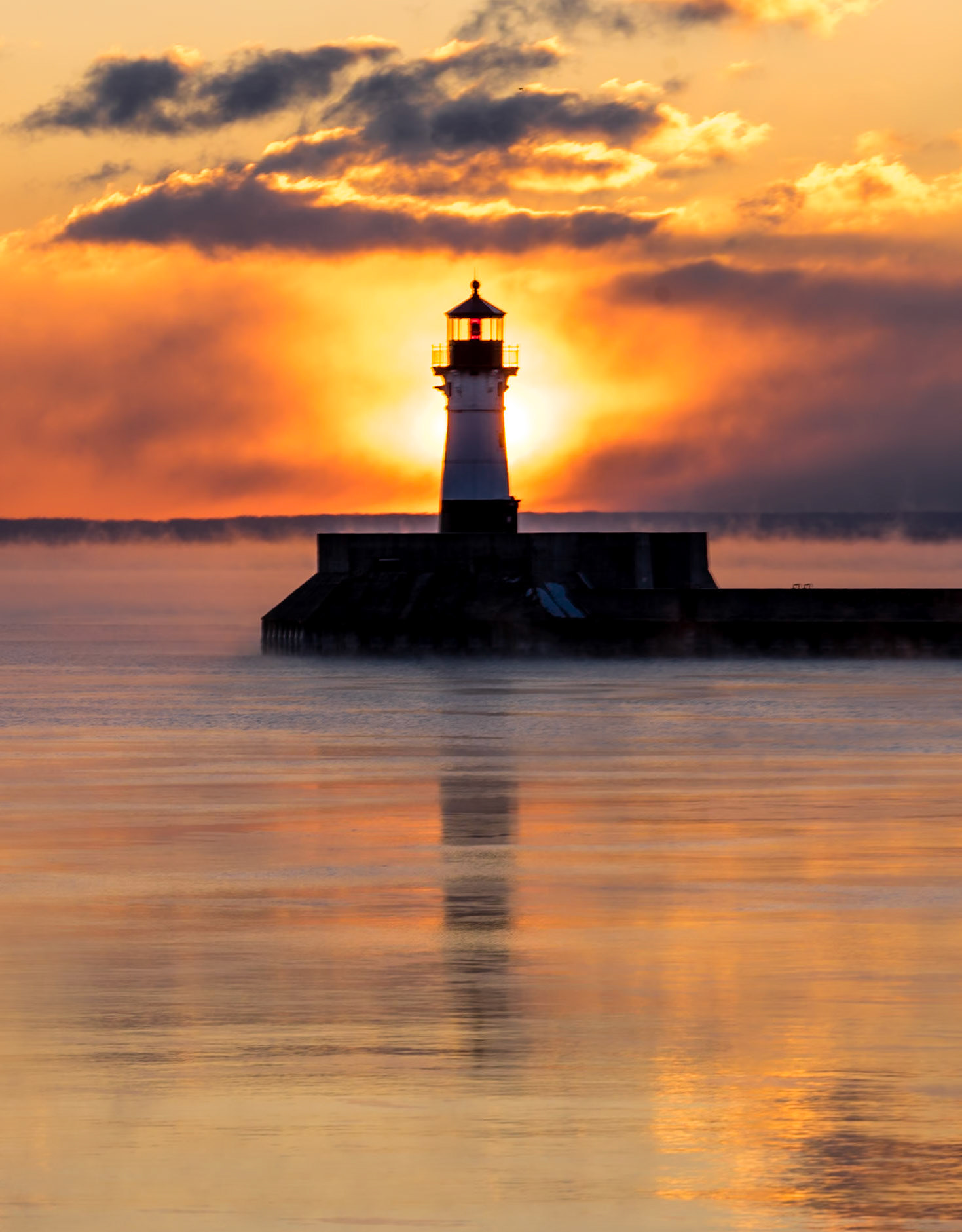 During the cold winter months the sun warms the moring landscape with golden light.