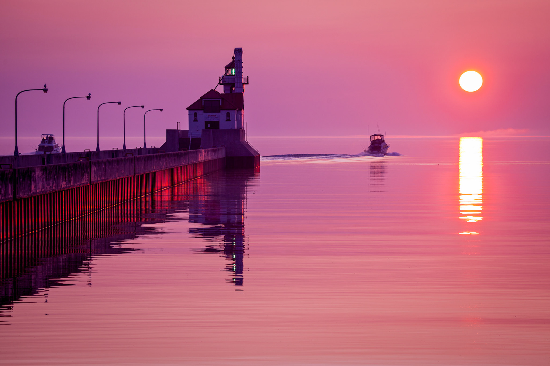 August 11-Gone Fishing! - A fishing charter heads out onto Lake Superior, and the first thing they see is a beautiful sunrise. The big lake is abundant in trout, salmon, and walleye, providing sustenance and a livelihood for generations.The calm waters of Lake Superior during the first two weeks of August are a good time for reflection and vacation, as the changes in the seasons are soon upon us.The Lord is my shepherd; I shall not want. He makes me lie down in green pastures. He leads me beside still waters.He restores my soul.He leads me in paths of righteousness for his name's sake. Psalm 23