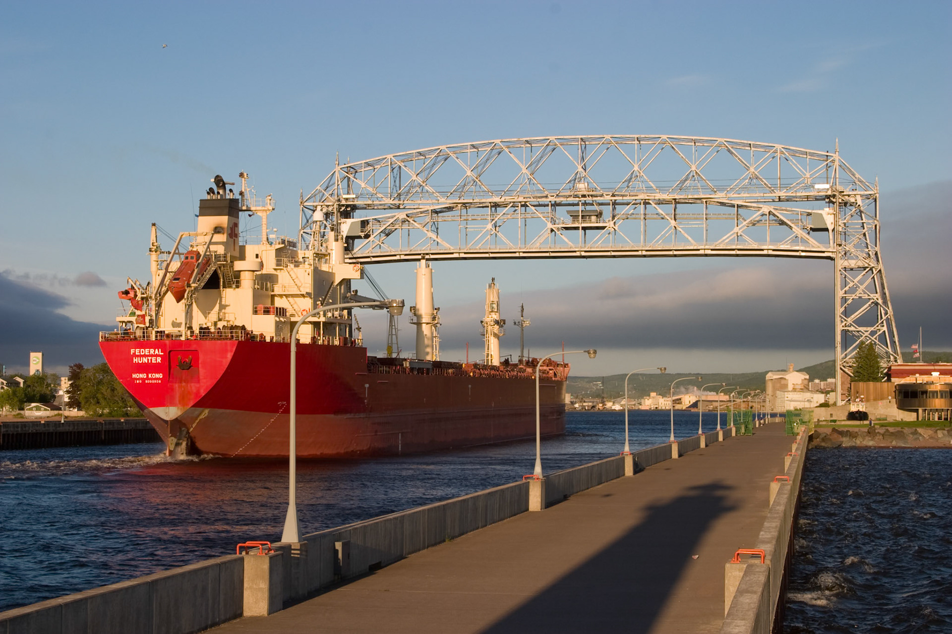 The Federal Hunter motors under the Duluth Aerial Lift bridge on a cool September moring in Duluth.