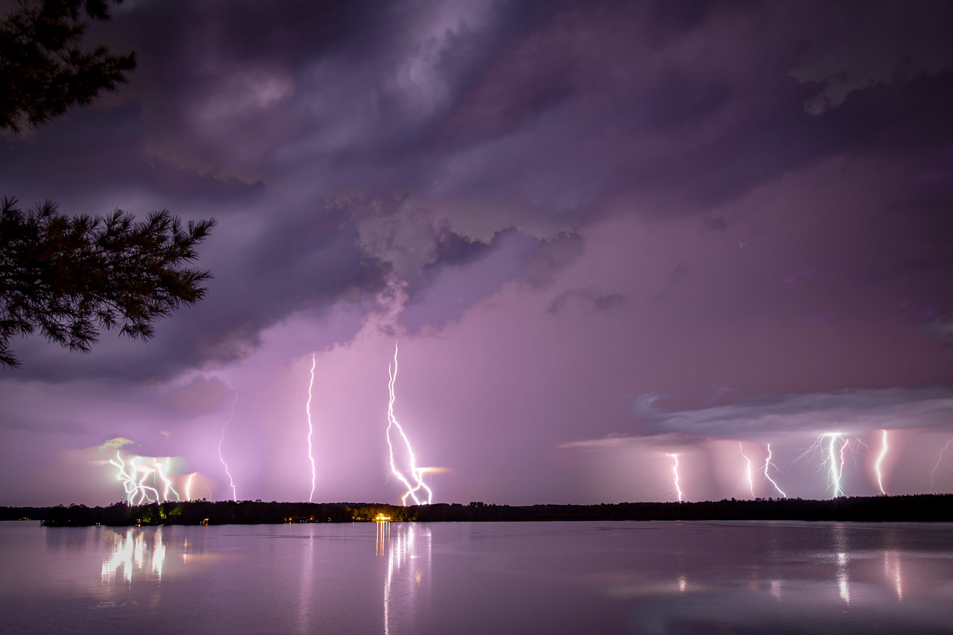 August 31-Heavenly SparksThe image comprises 17 separate images composited into a single image of lightning over Caribou Lake.As the lightning comes from the east and shines as far as the west, so will the coming of the Son of Man. Matthew 24:27