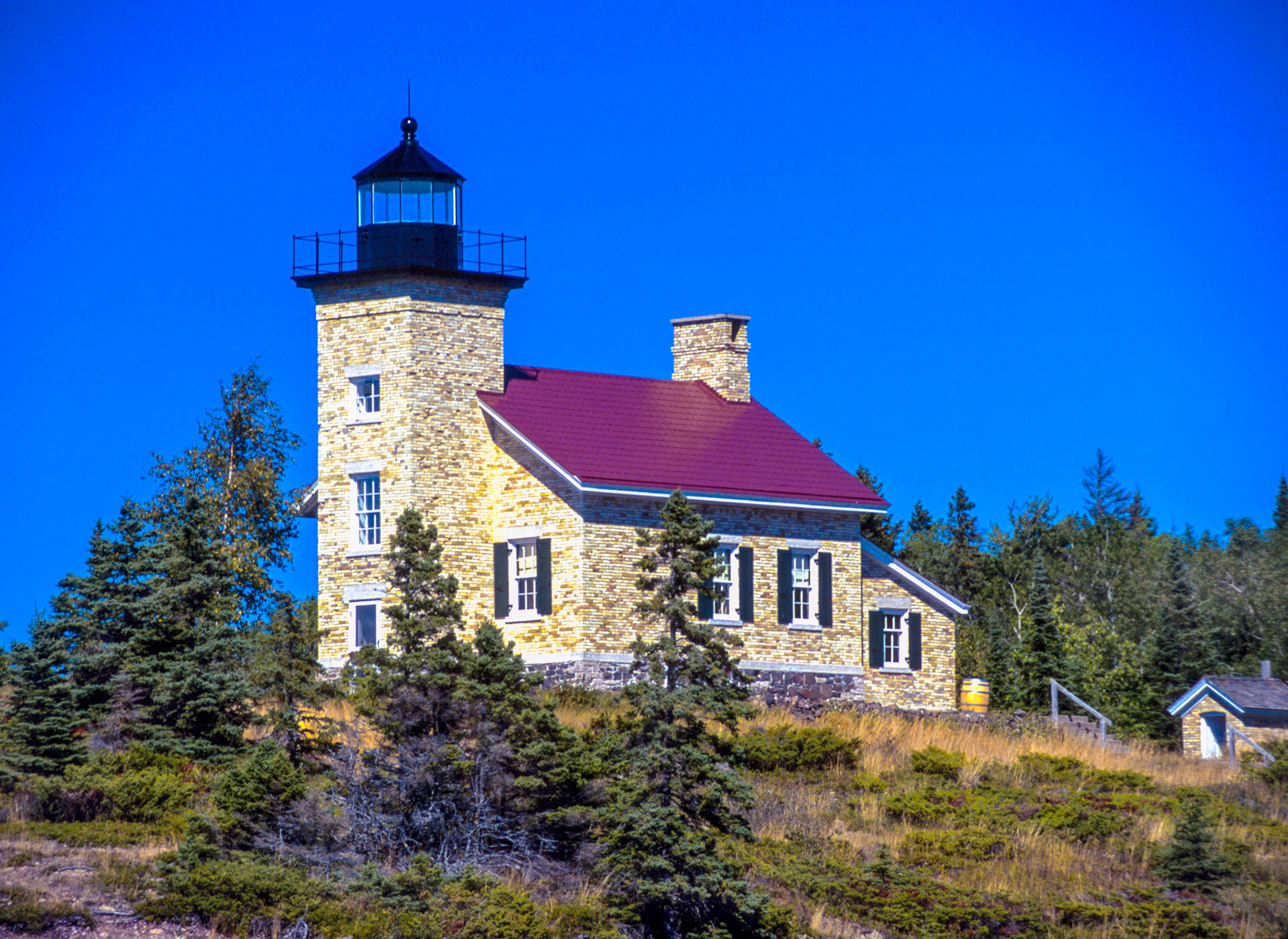 August 17 - Copper Harbor LighthouseLocated on Hays Point at the northern tip of the Keweenaw Peninsula, Copper Harbor Lighthouse began operation in the spring of 1849. This lighthouse was the second to be activated on Lake Superior.When you think about the fortitude of the lighthkeeps back in a time where there was no electricity, they relied on once a month supplied from the Lighthose services. These keepers had to be creative and industrious on their own just to survive." I lift up my eyes to the hills. From where does my help come? My help comes from the Lord, who made heaven and earth." - Psalm 121:1-2Who are you relying on for your strength today? God is with you.