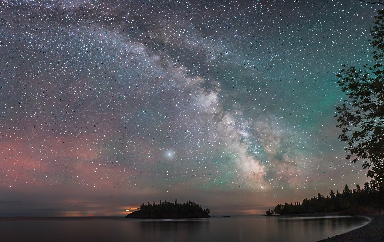 The Milky Way over Lake Superior on the longest day of the year.