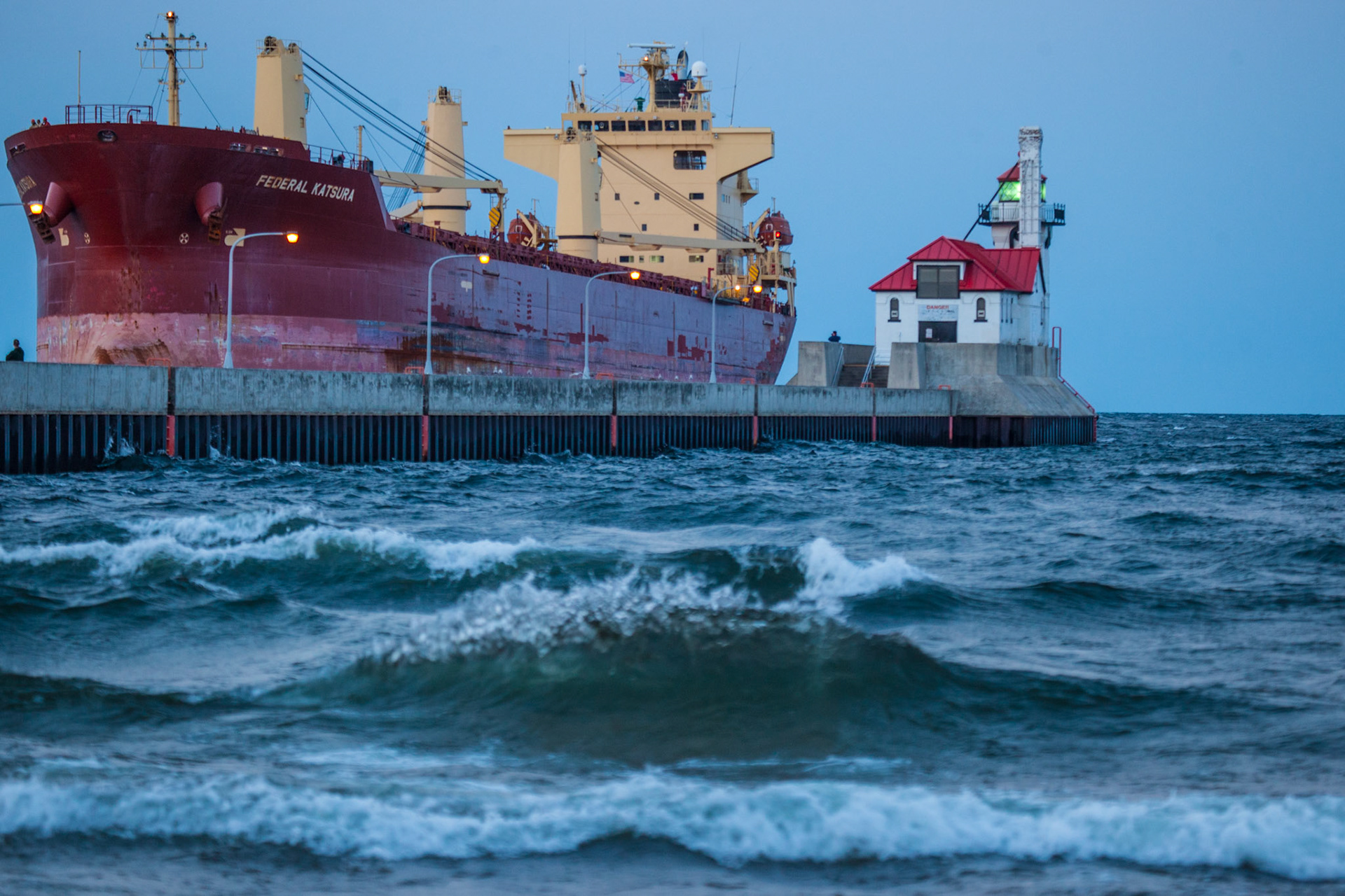 September 1 - Saltie Arrival - The Federal Katsura arrived in Duluth on a windy day with waves rocking the boat.The fresh air and cool breeze are a wake-up call to a new day."The steadfast love of the Lord never ceases; his mercies never come to an end; they are new every morning; great is your faithfulness." - Lamentations 3:22-23Thank you, Lord, for new beginnings!