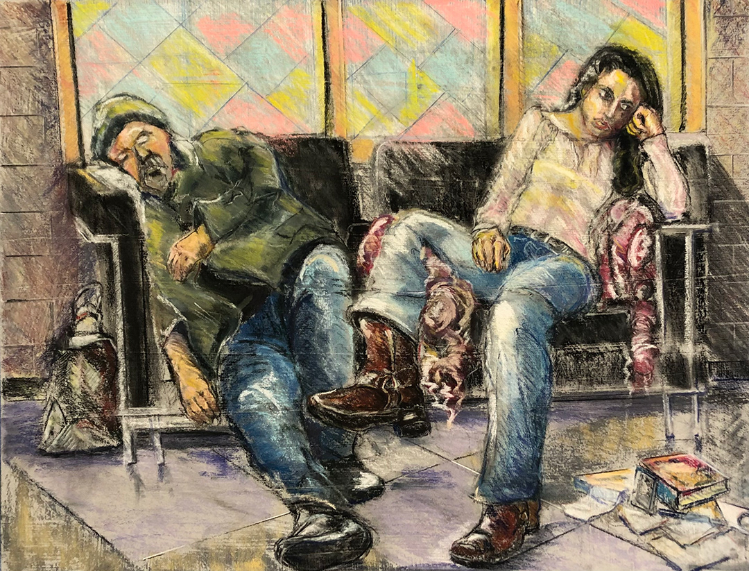 Public Library, 14" x 18" (2022) on prepared paper