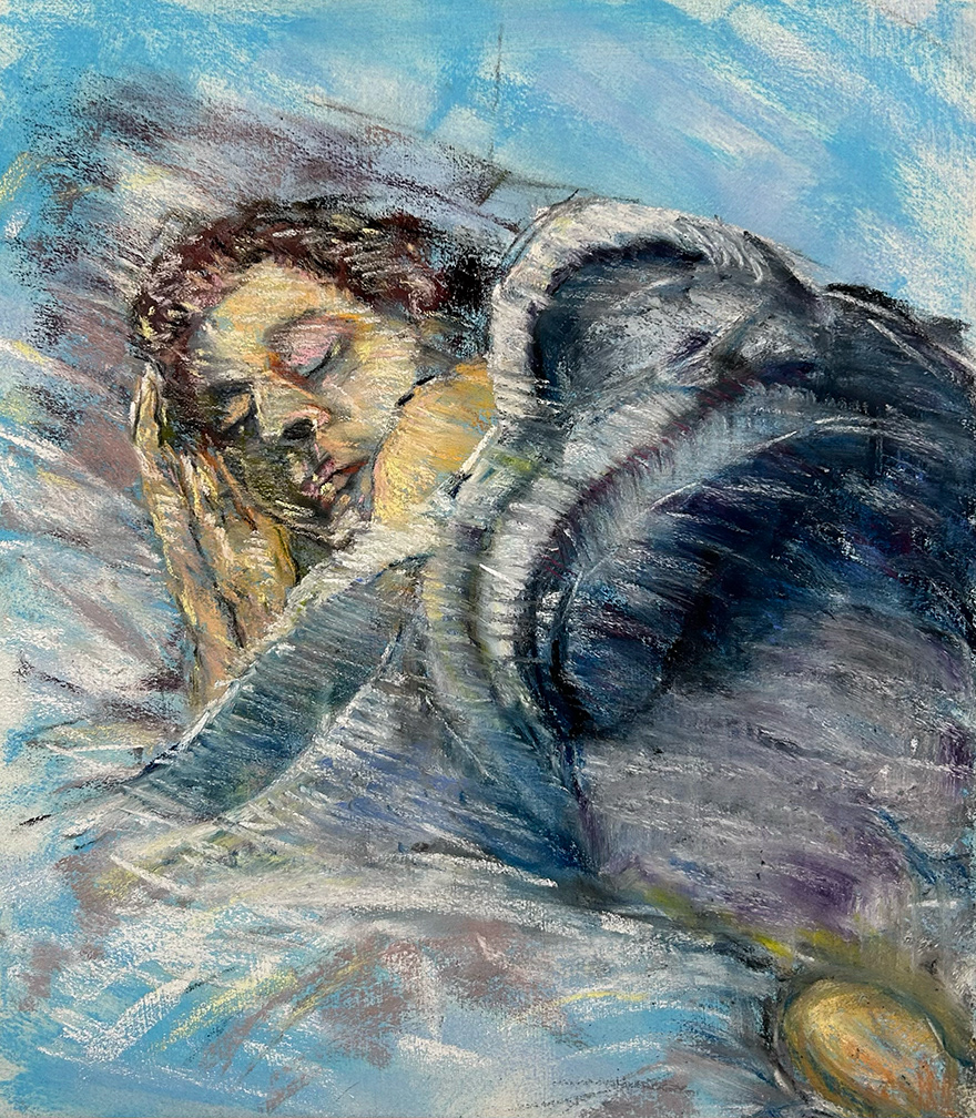 But is  She Dreaming? 14" x 16 on Canson Mi Tiente paper. 2024 