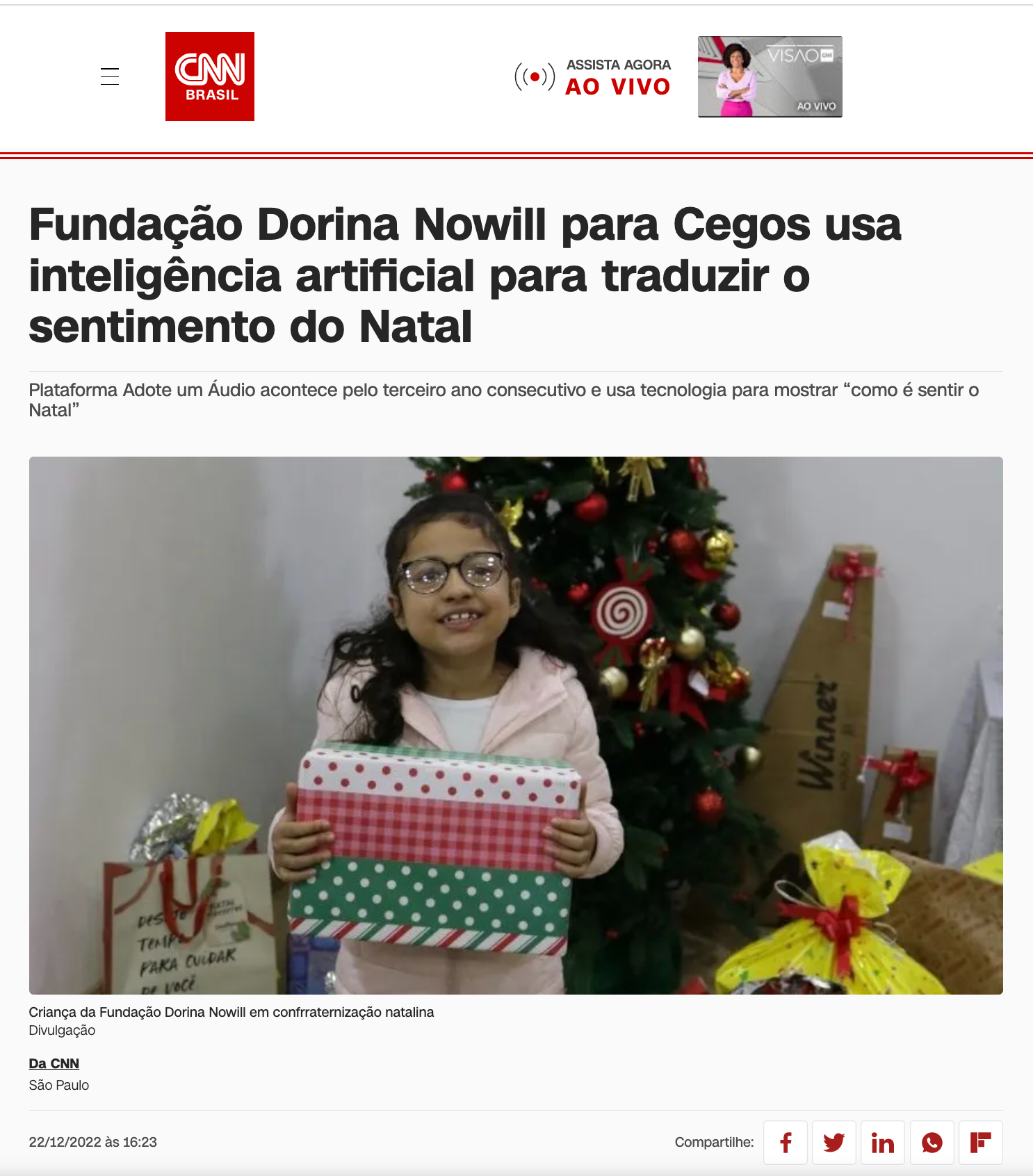 Fundação Dorina Nowill para Cegos usa inteligência artificial para traduzir  o sentimento do Natal – CidadeMarketing