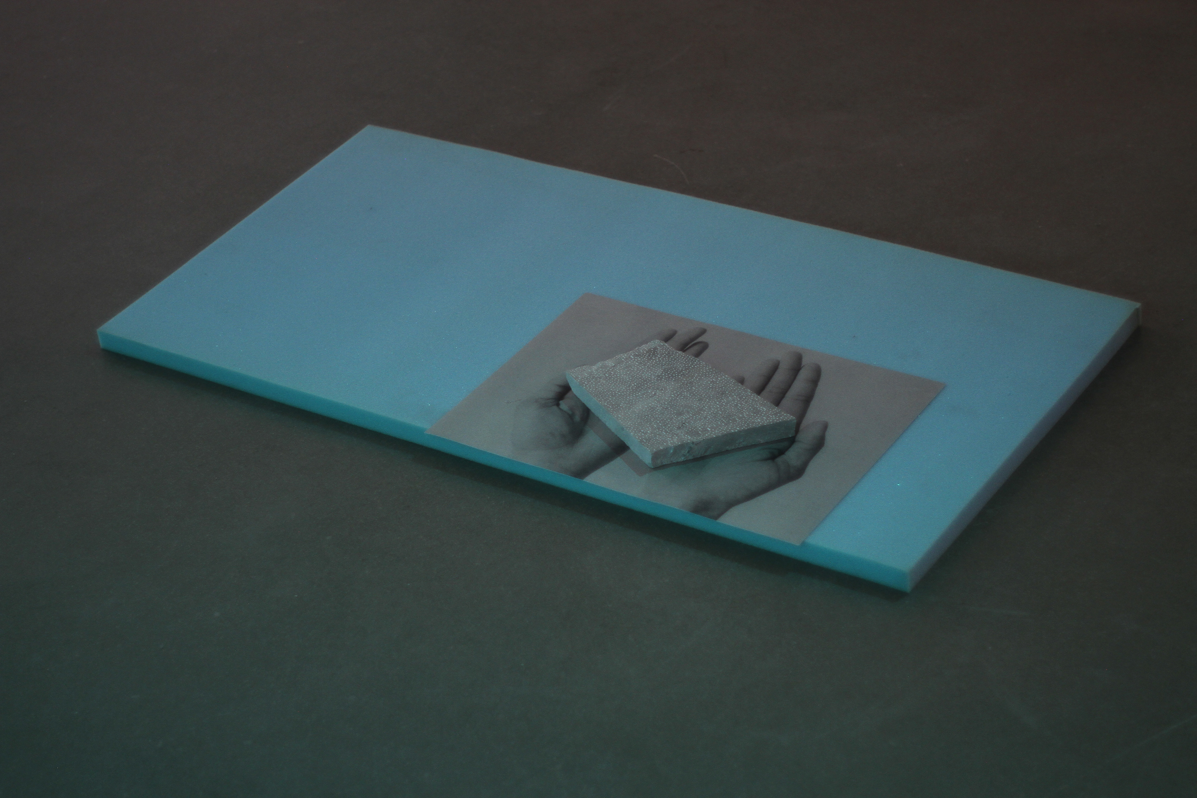 'Don't fall on the backdrop' (2018) Foam, Digital Print, Laser Etched Granite.